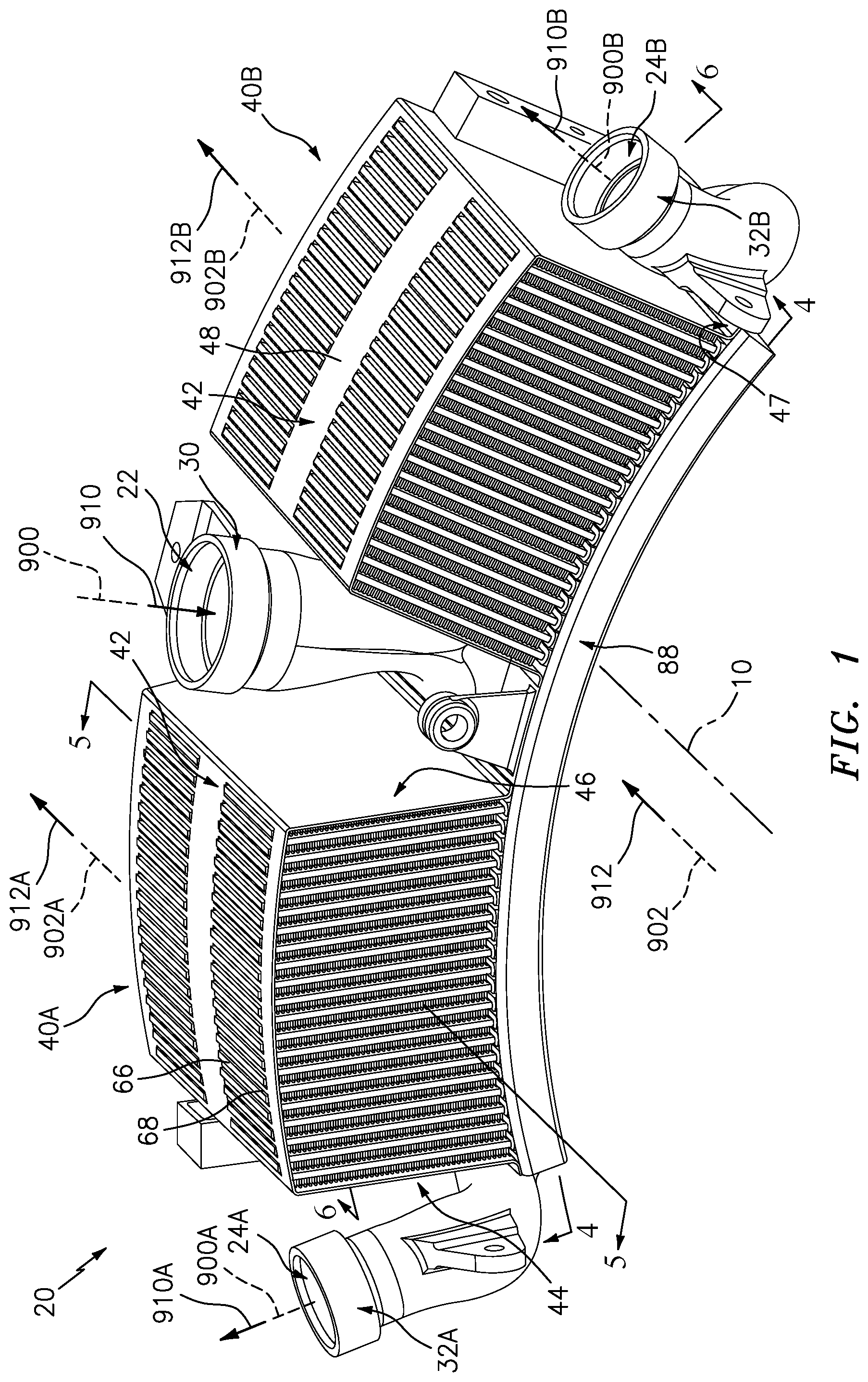 Patent US12297775 Figure 1 – Aircraft heat exchanger panel array interconnection
