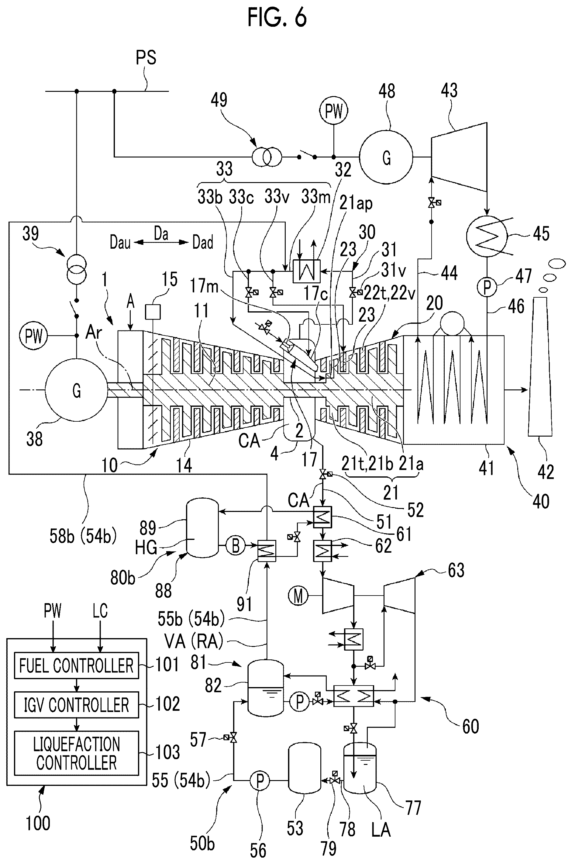 Patent US12297780 Figure 5 – Gas turbine plant, method for operating same, and method for modifying same