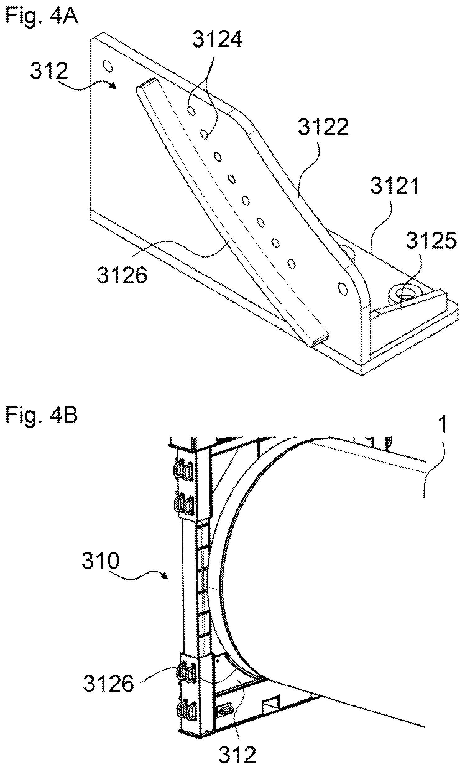 Patent US12297803 Figure 4 – System for handling a wind turbine tower section and corresponding method