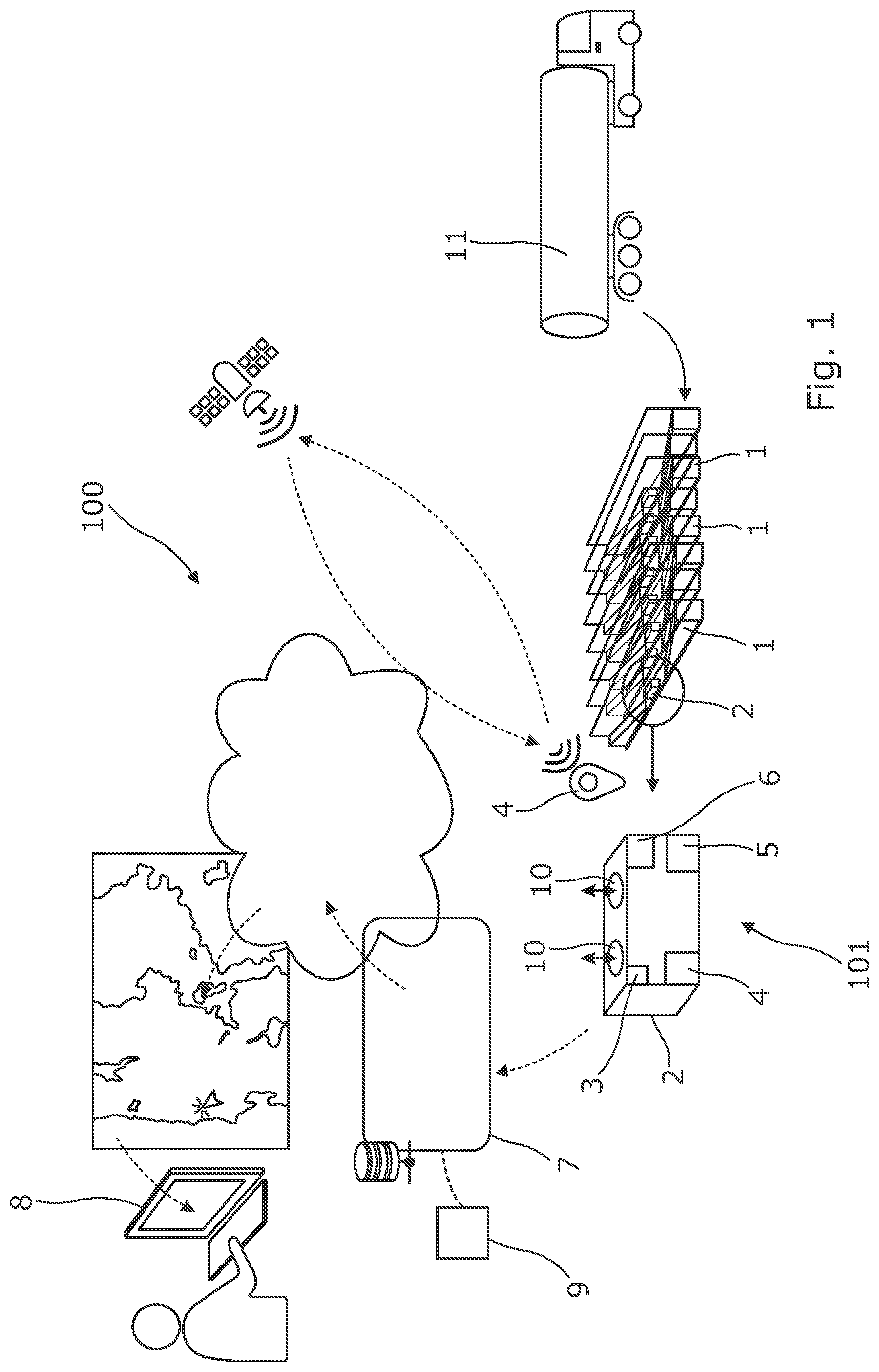 Patent US12297804 Figure 1 – Wind turbine storage and/or transport system