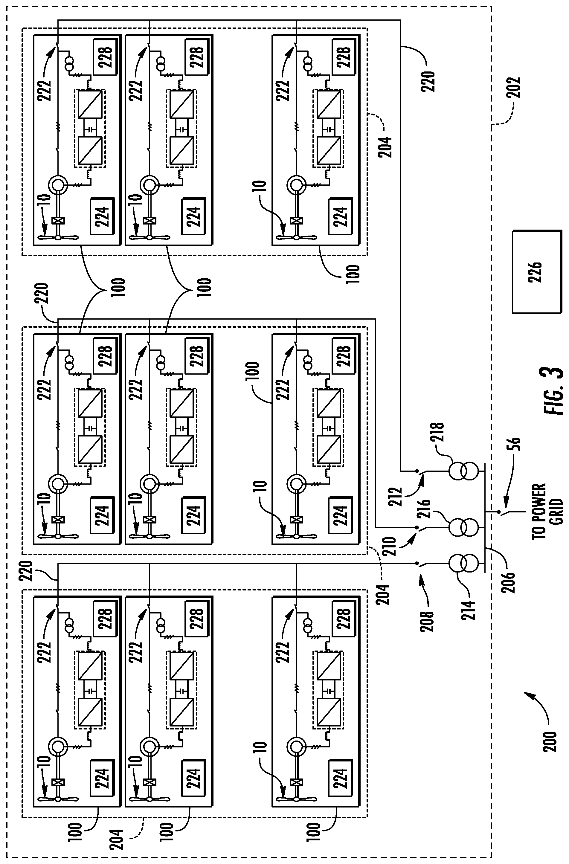 Patent US12297812 Figure 3 – System and method for reducing farm-level power oscillations in the grid induced by a wind farm