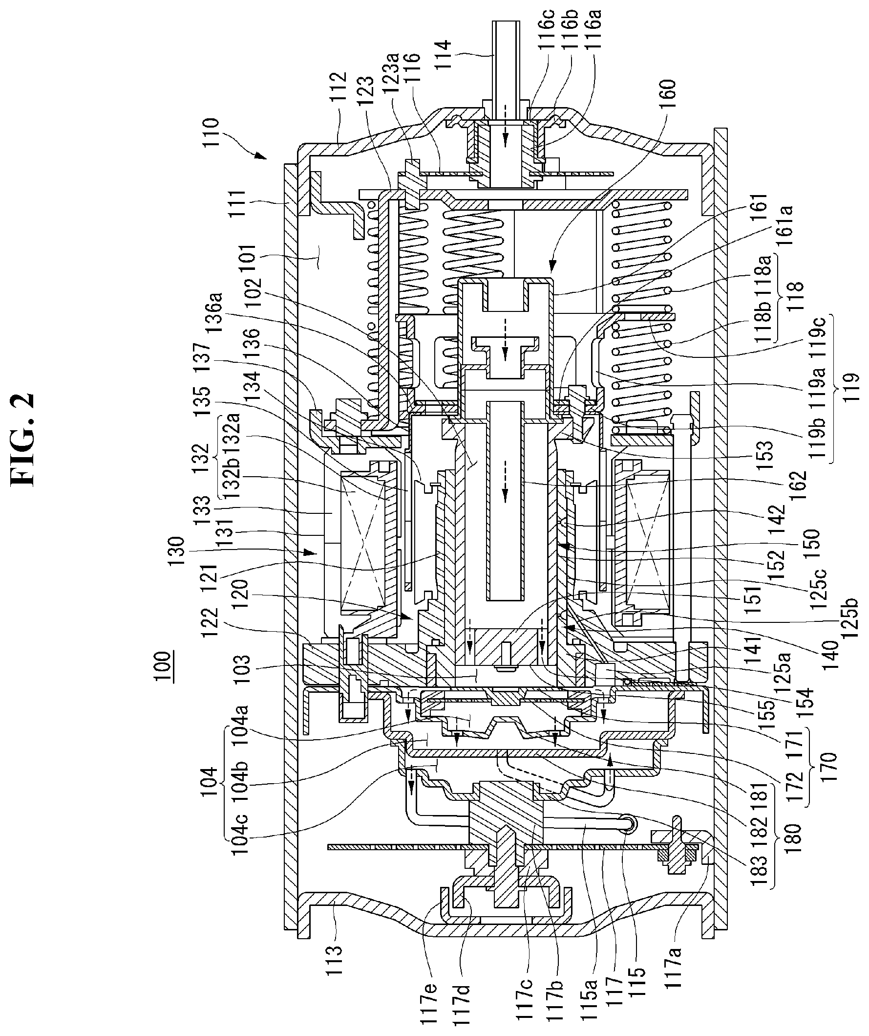 Patent US12297821 Figure 2 – Linear compressor