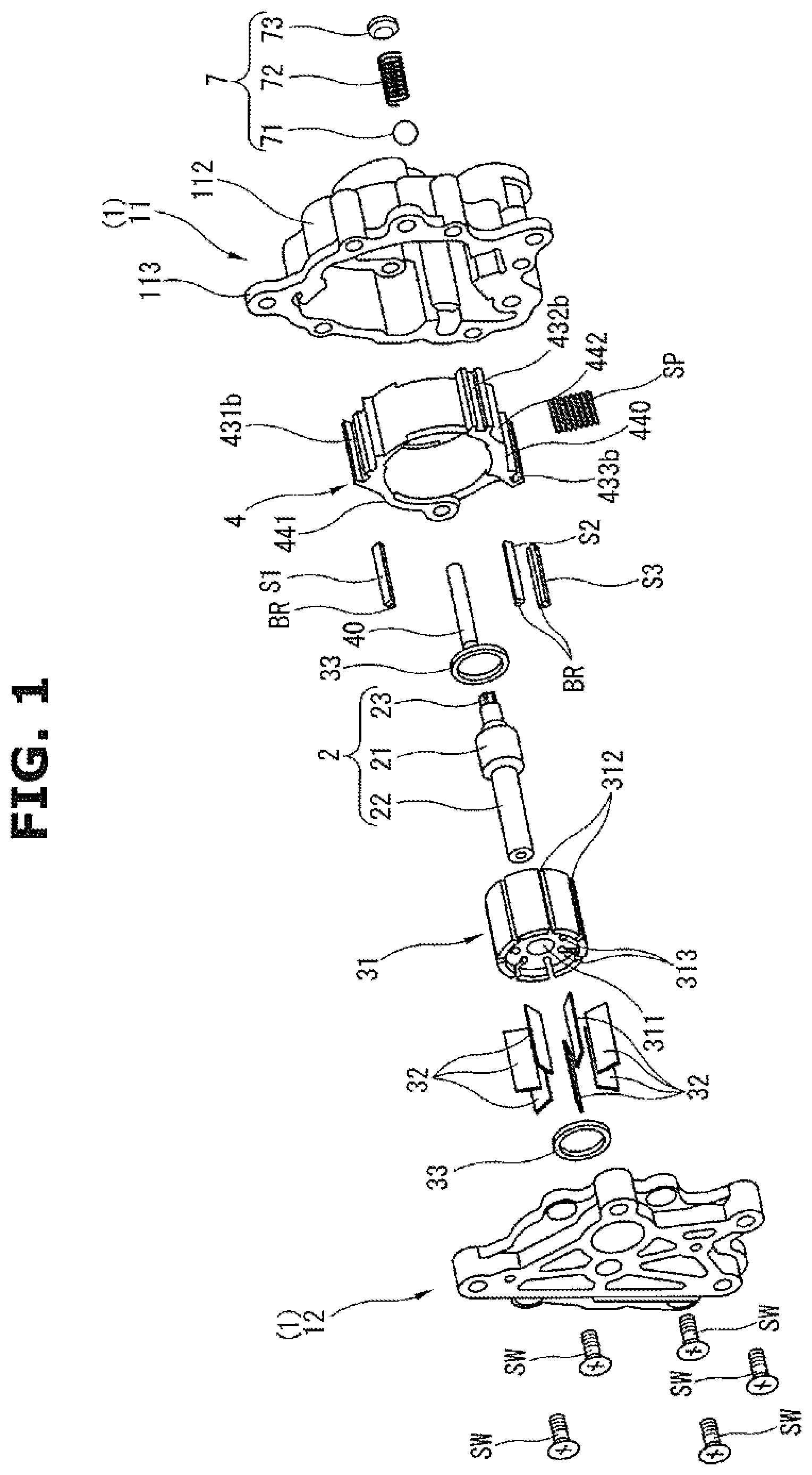 Patent US12297829 Figure 1 – Variable-capacity oil pump