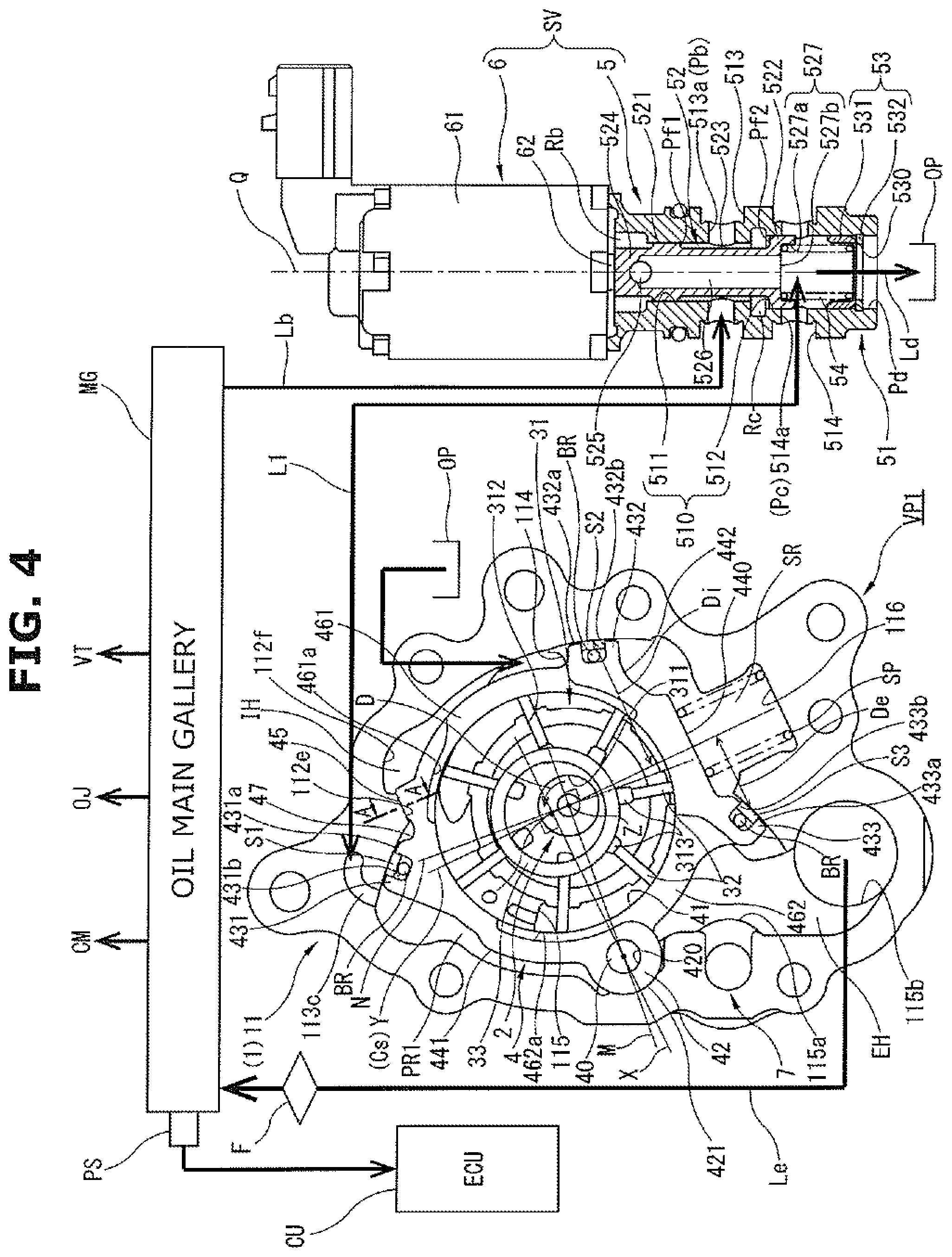 Patent US12297829 Figure 4 – Variable-capacity oil pump