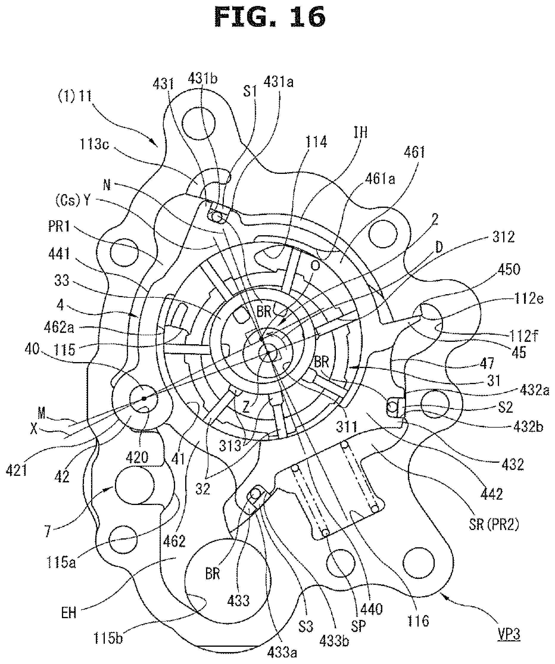 Patent US12297829 Figure 16 – Variable-capacity oil pump