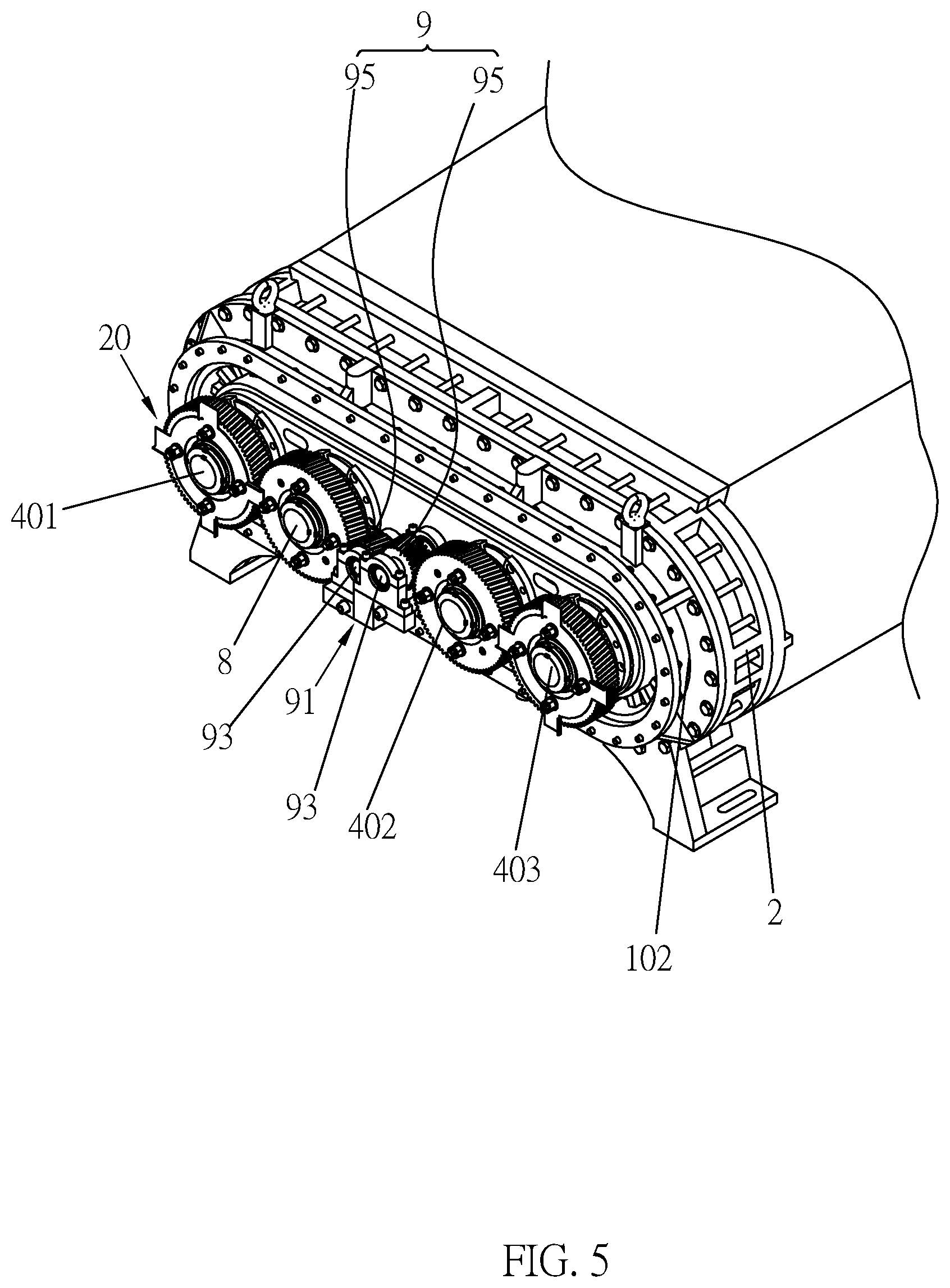 Patent US12297831 Figure 5 – Parallel connected multiple shaft roots vacuum pump