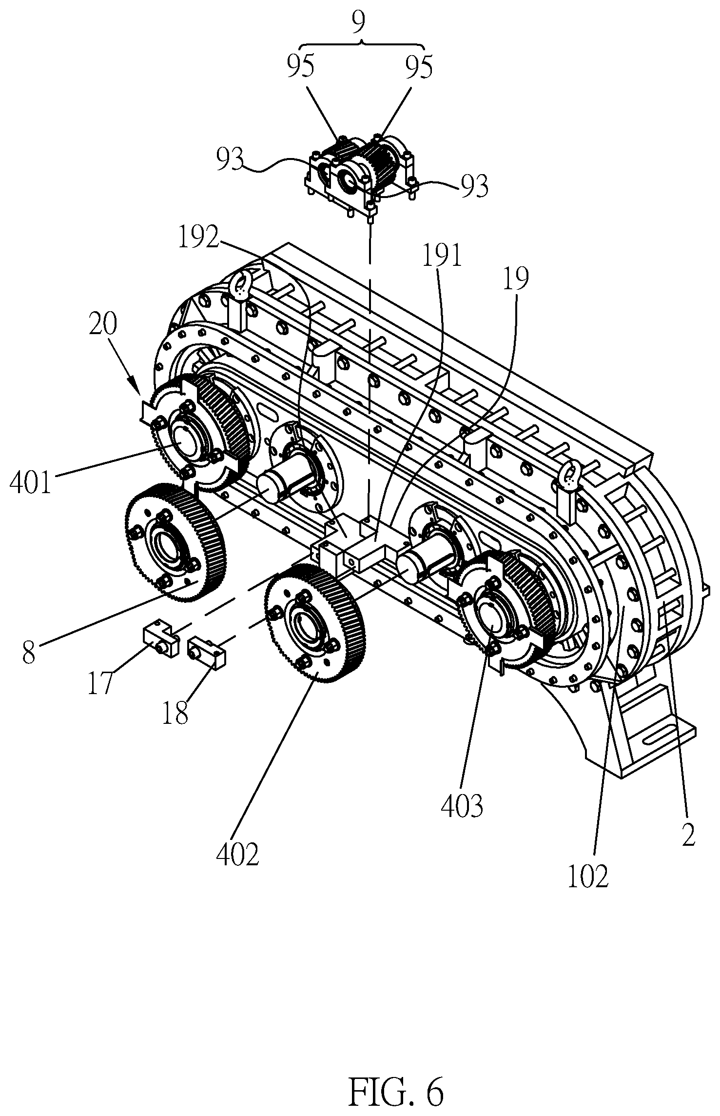 Patent US12297831 Figure 6 – Parallel connected multiple shaft roots vacuum pump