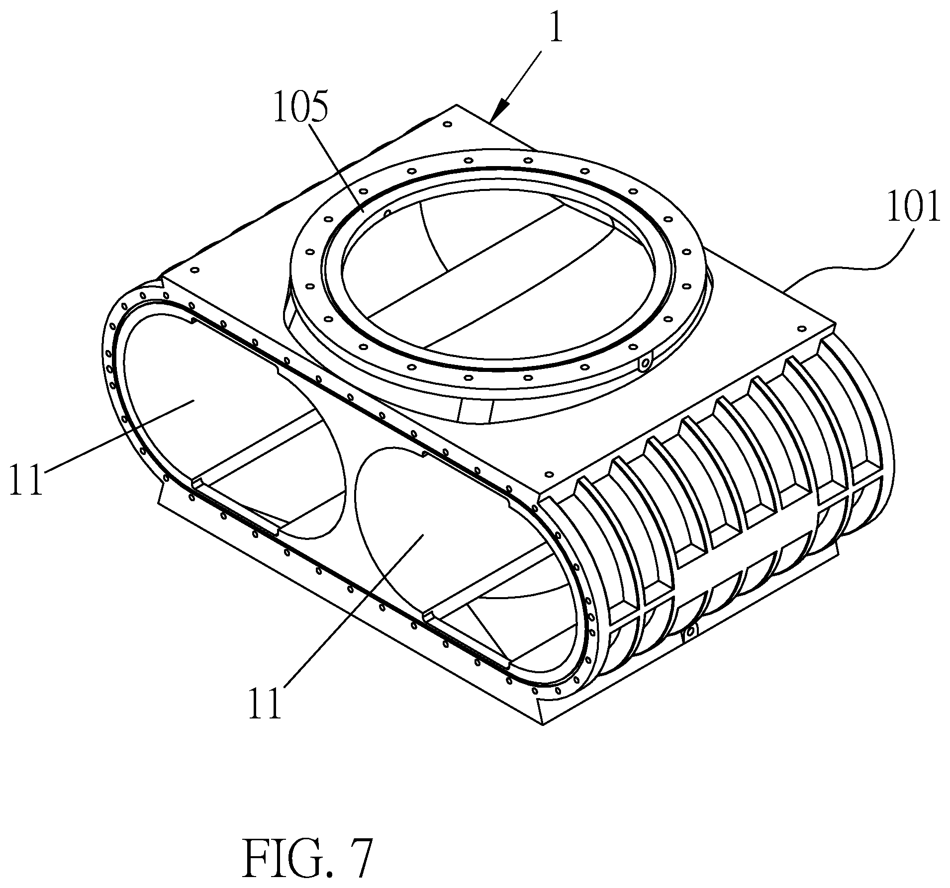 Patent US12297831 Figure 7 – Parallel connected multiple shaft roots vacuum pump