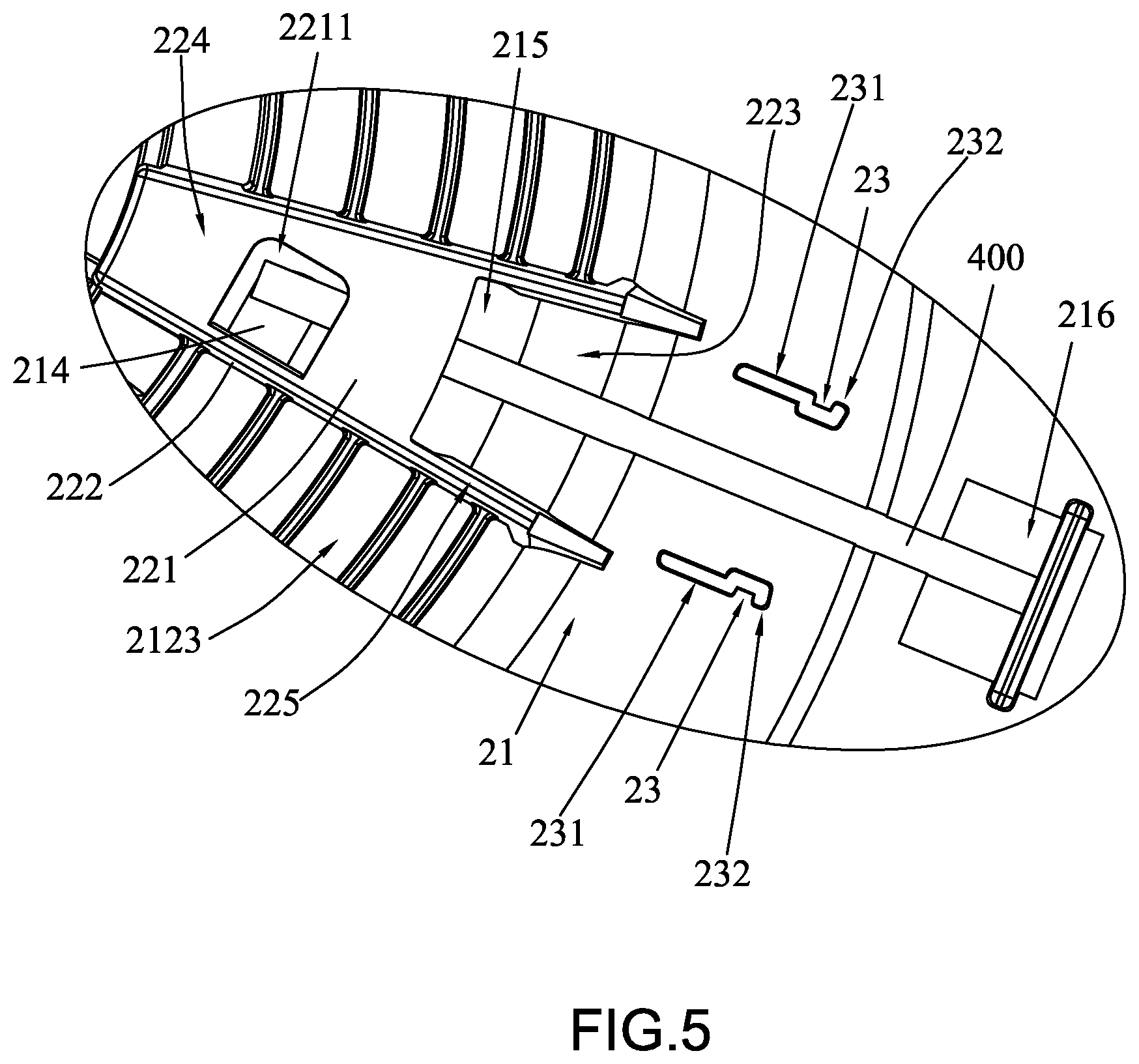 Patent US12297838 Figure 5 – Air circulation apparatus with wire safety arrangement