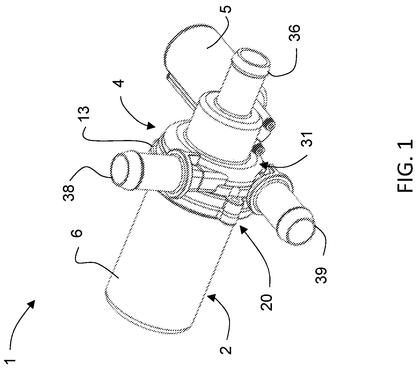Patent US12297843 Figure 1 – Multiport fluid pump with integrated valve