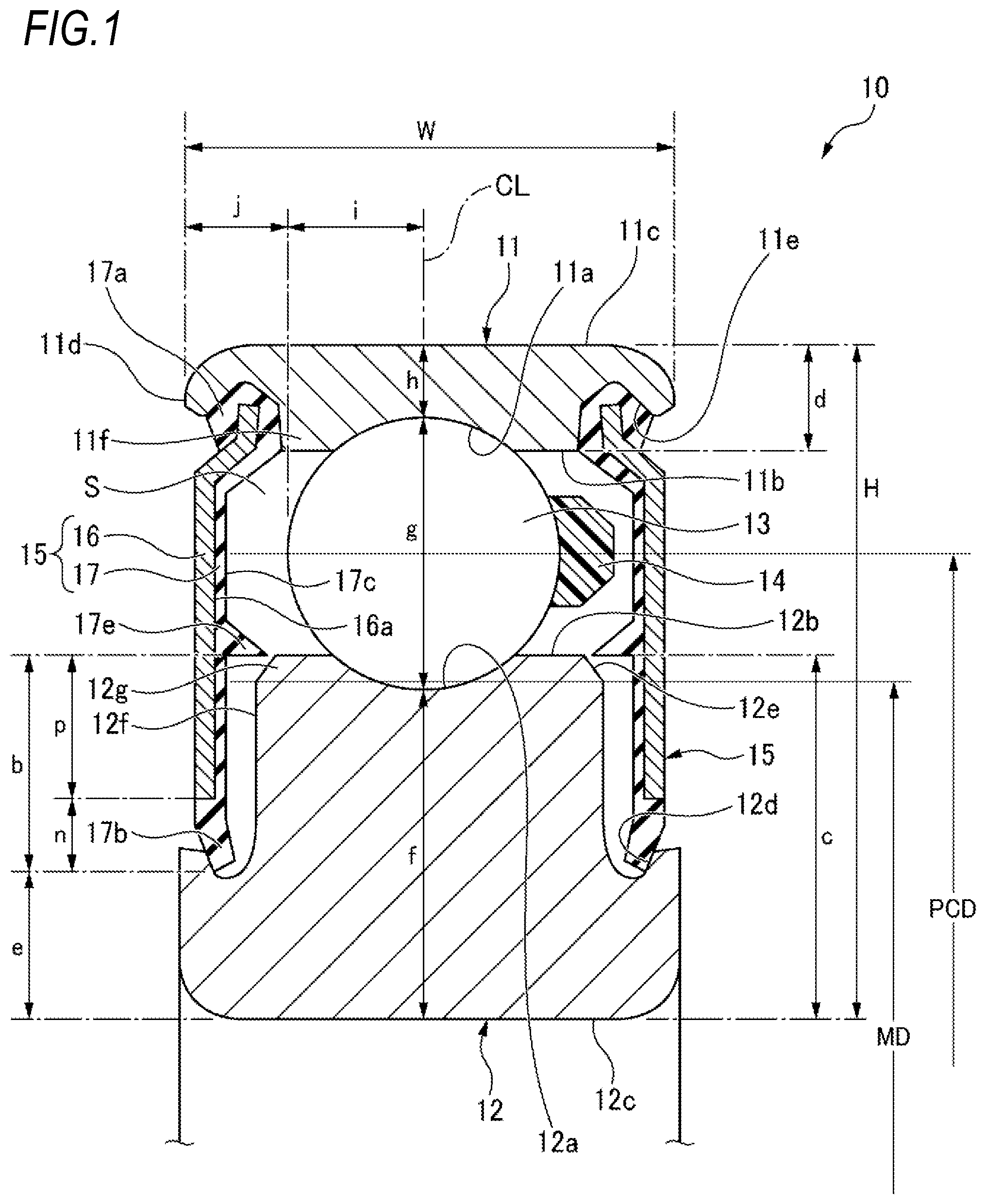 Patent US12297862 Figure 1 – Deep-groove ball bearing