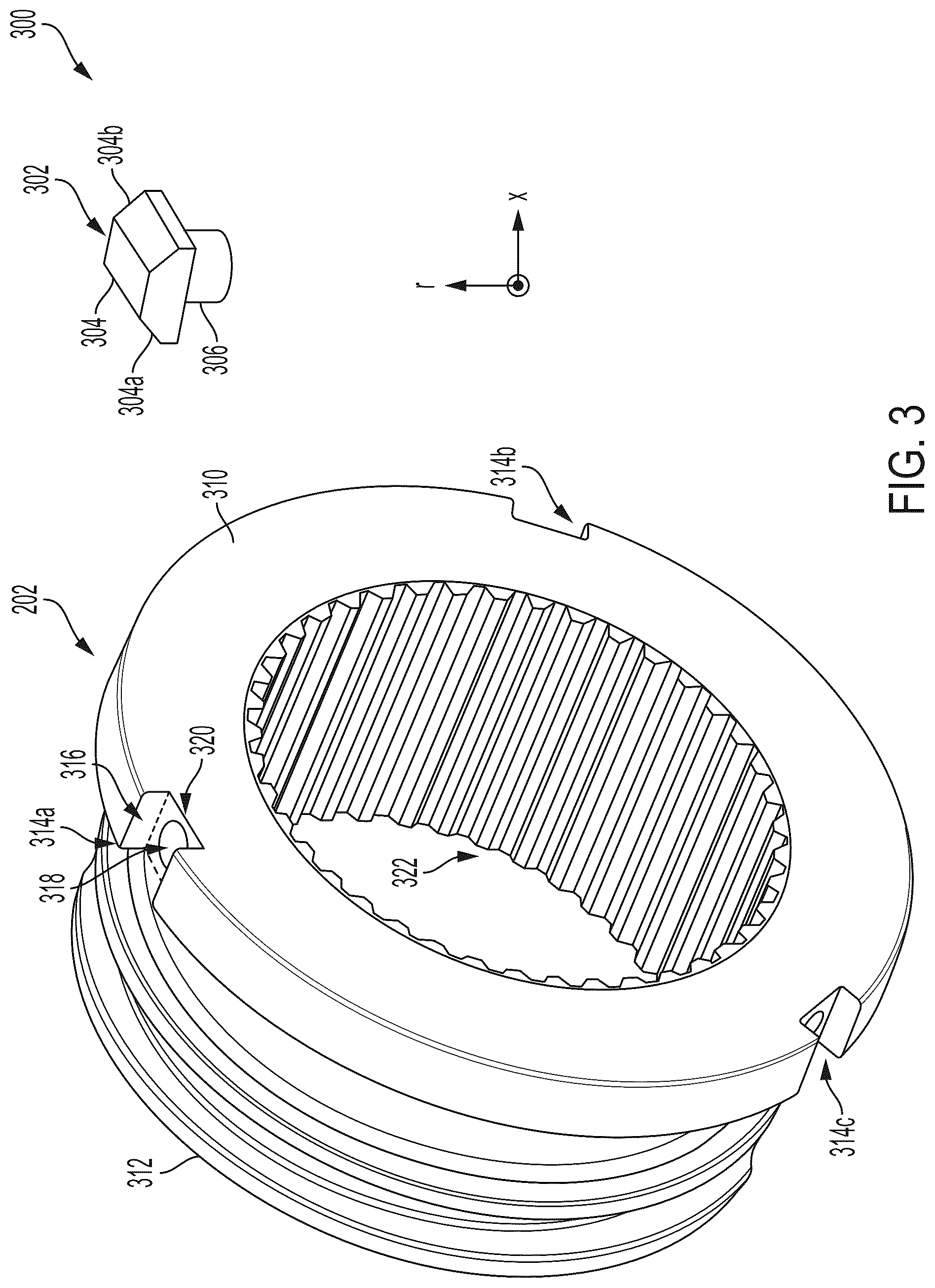 Patent US12297871 Figure 3 – System and methods for a clutch system based on an axially slidable sleeve and radially translatable key