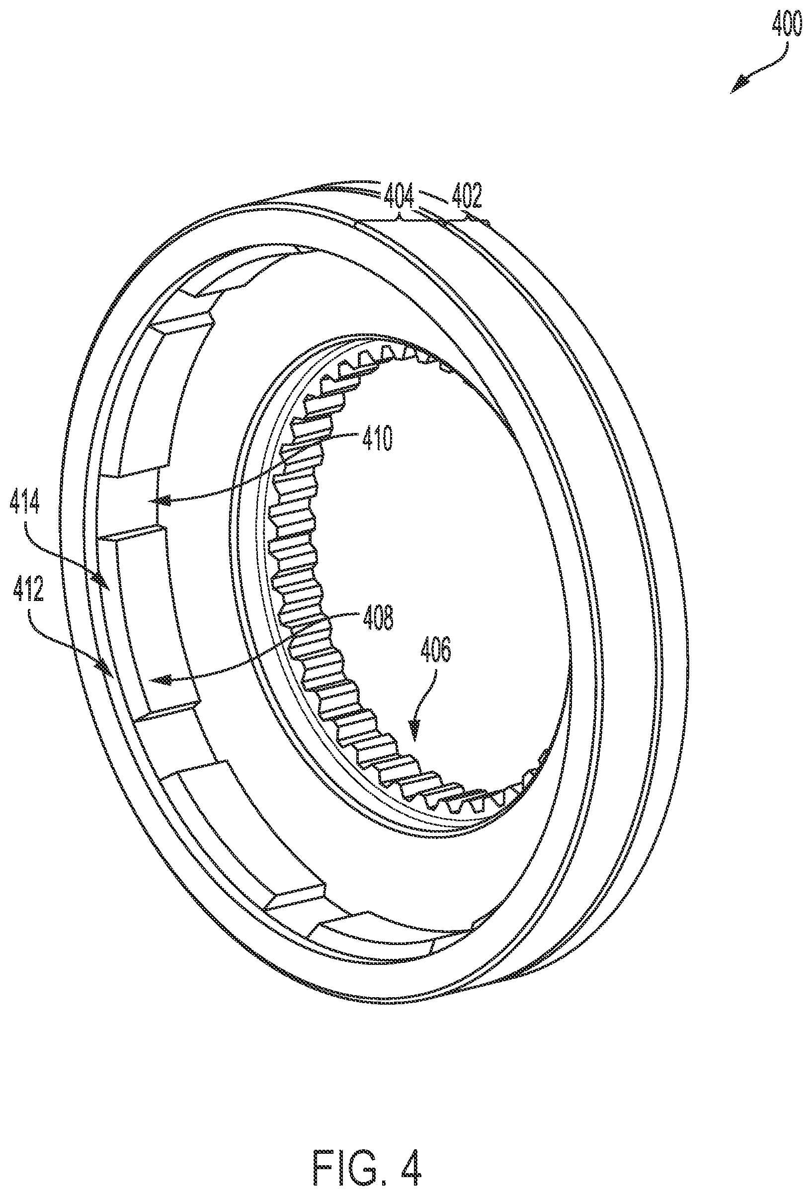 Patent US12297871 Figure 4 – System and methods for a clutch system based on an axially slidable sleeve and radially translatable key