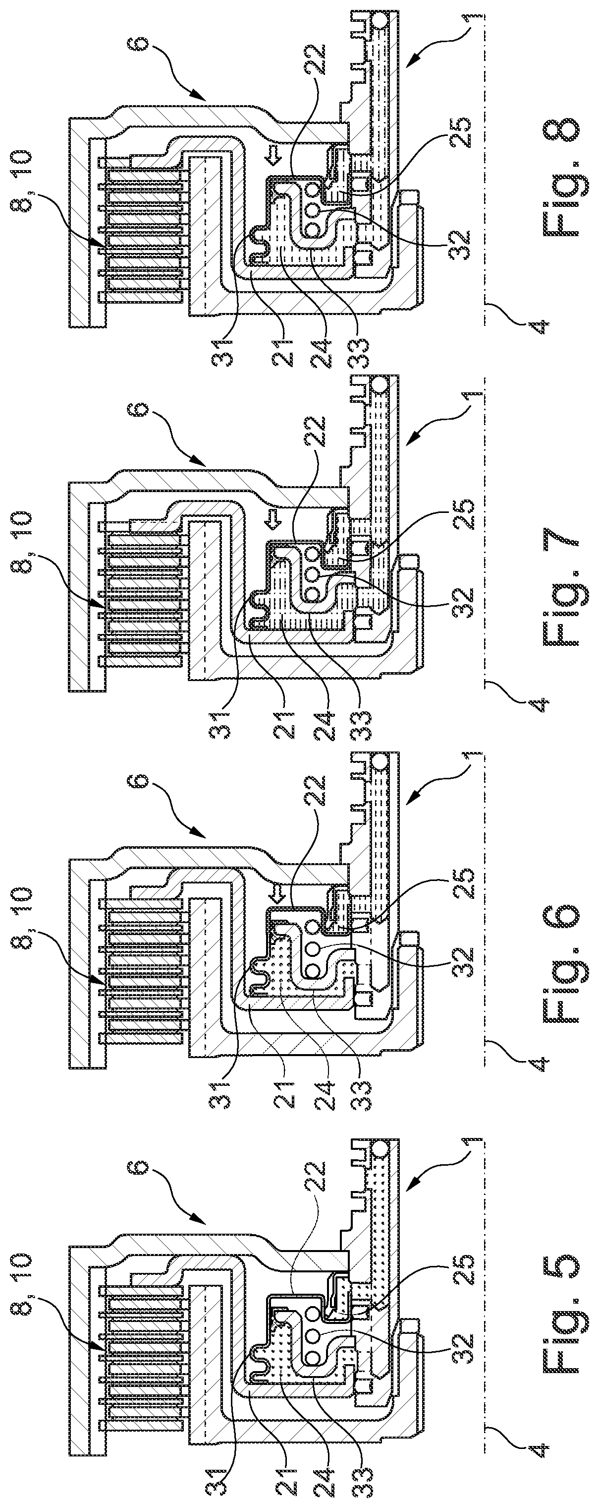 Patent US12297873 Figure 4 – Torque-distribution device for a motor vehicle comprising two pressure-medium-actuated clutches having double pistons, and method for operating the torque-distribution device