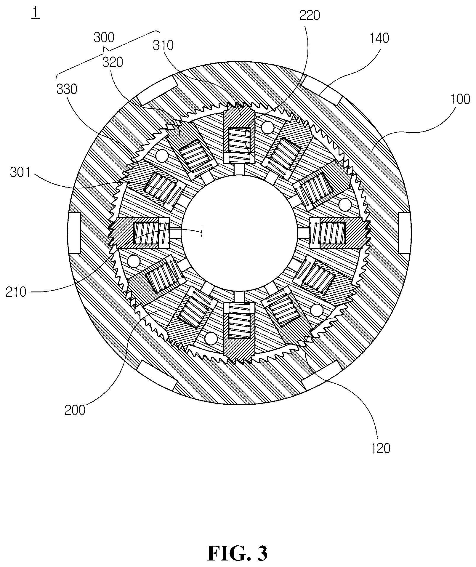 Patent US12297876 Figure 3 – Impact-resistant multi-angle bundle pawl backstop ratchet ring