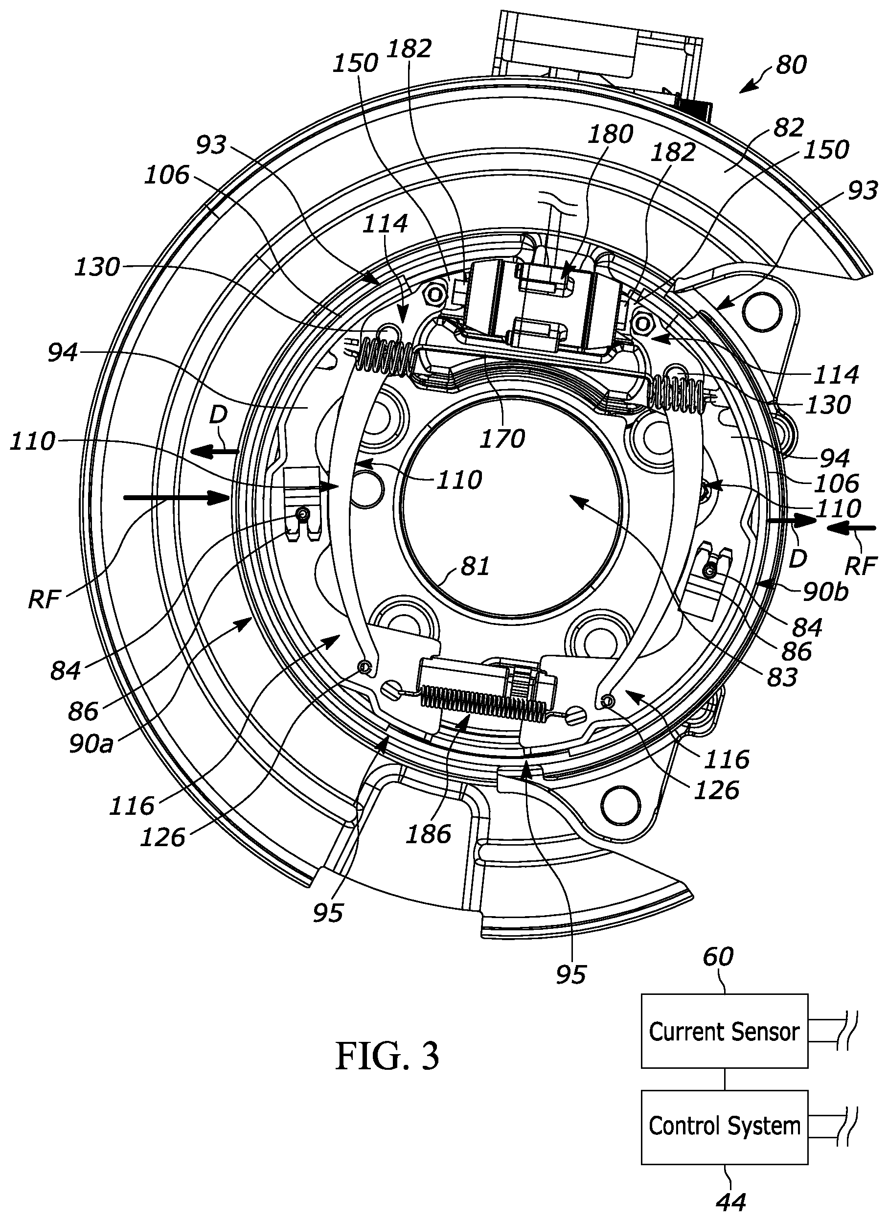 Patent US12297878 Figure 3 – Apparatus for drum brake assembly