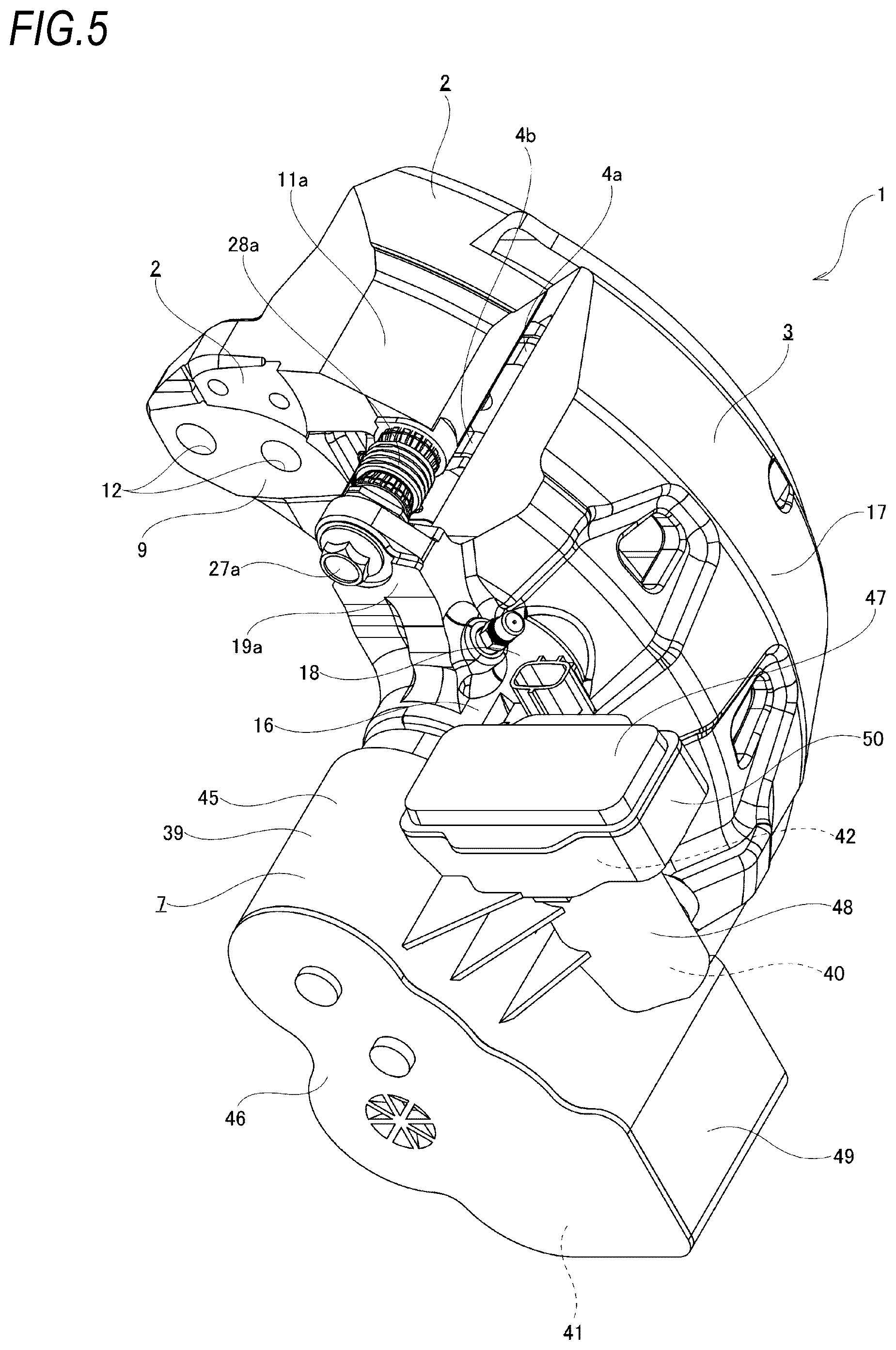 Patent US12297880 Figure 5 – Motor gear unit for disc brake apparatus and disc brake apparatus