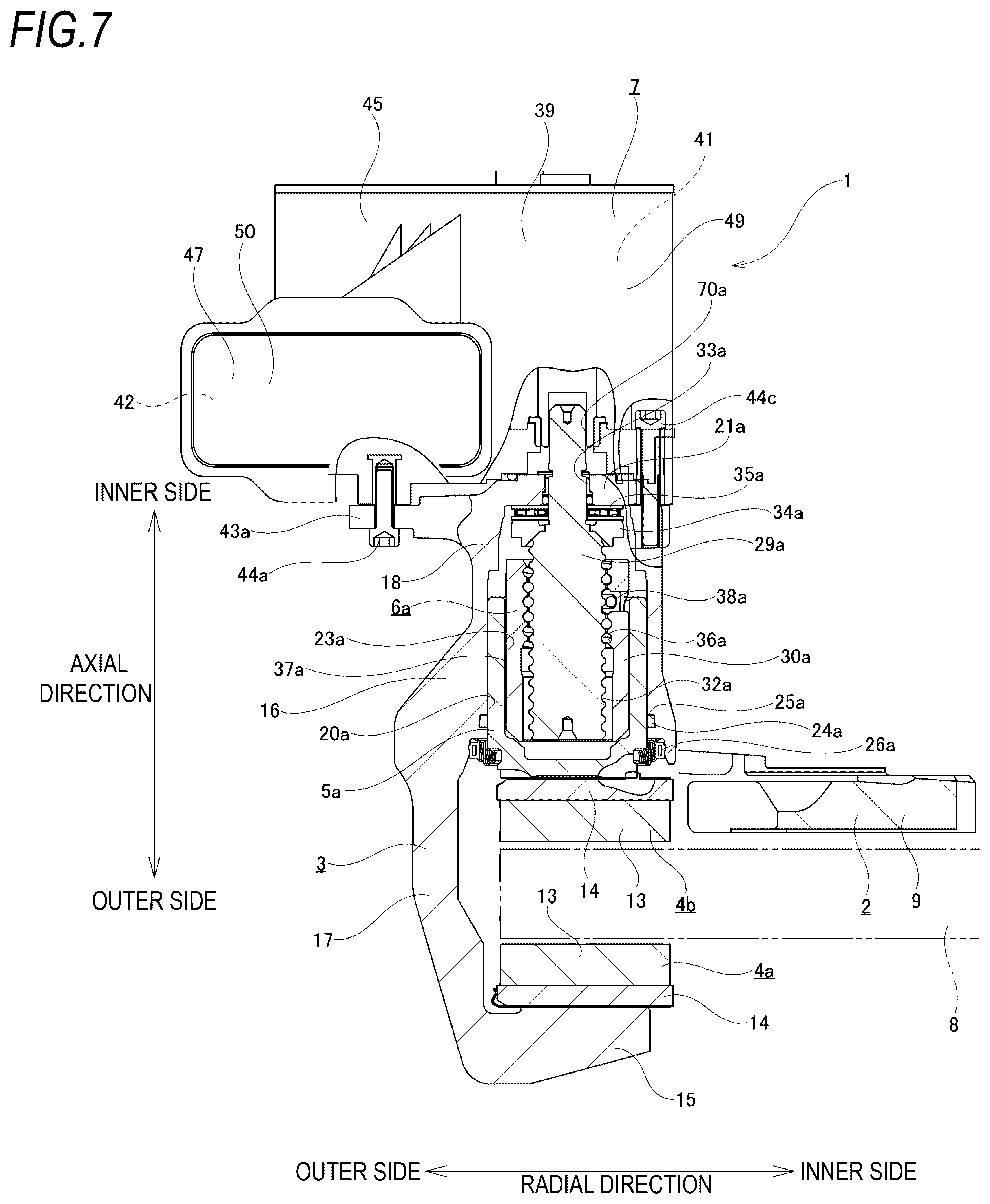 Patent US12297880 Figure 7 – Motor gear unit for disc brake apparatus and disc brake apparatus