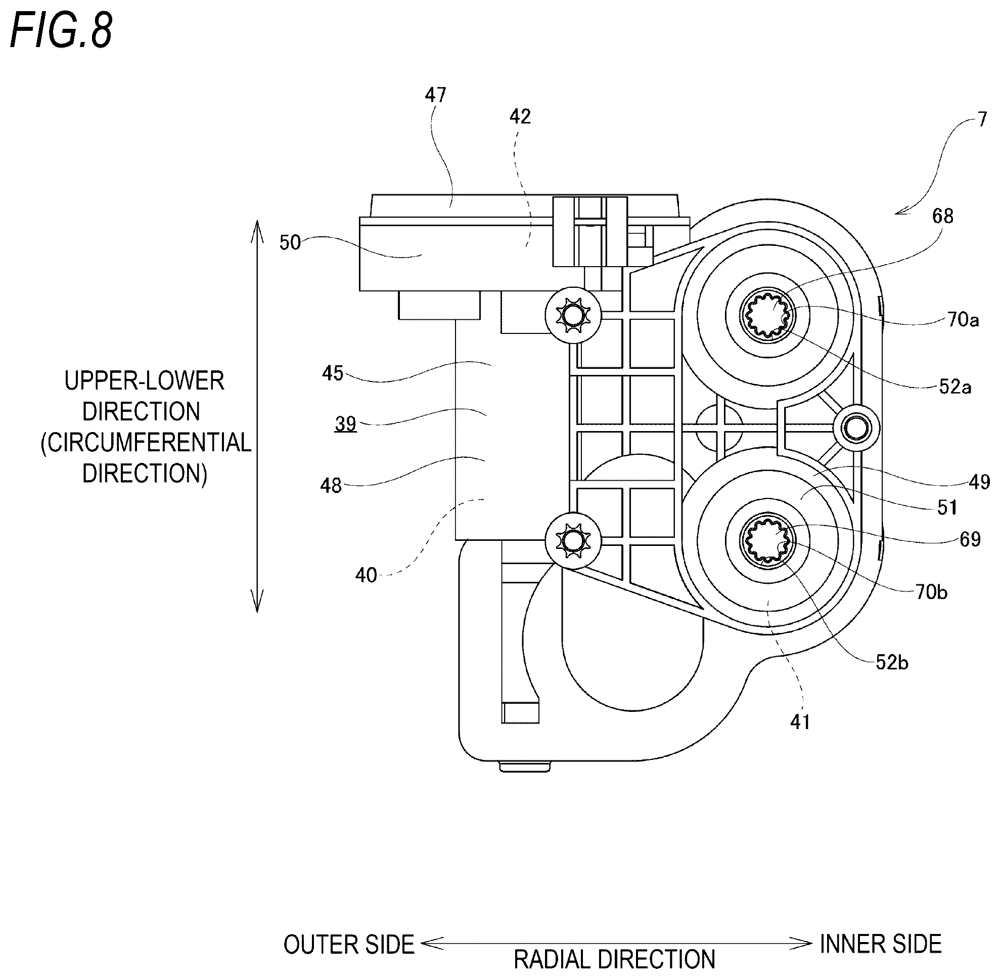 Patent US12297880 Figure 8 – Motor gear unit for disc brake apparatus and disc brake apparatus