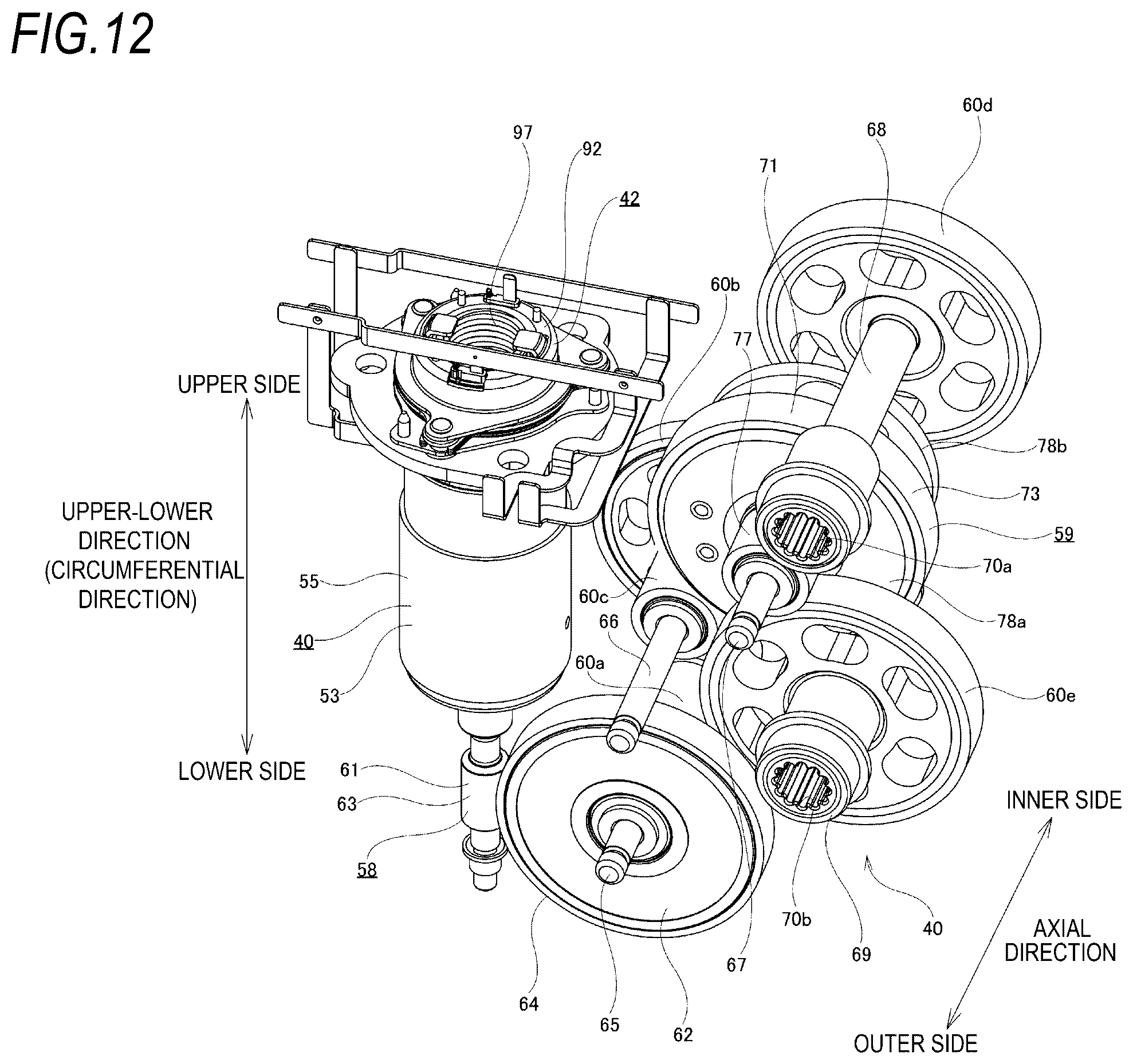 Patent US12297880 Figure 12 – Motor gear unit for disc brake apparatus and disc brake apparatus