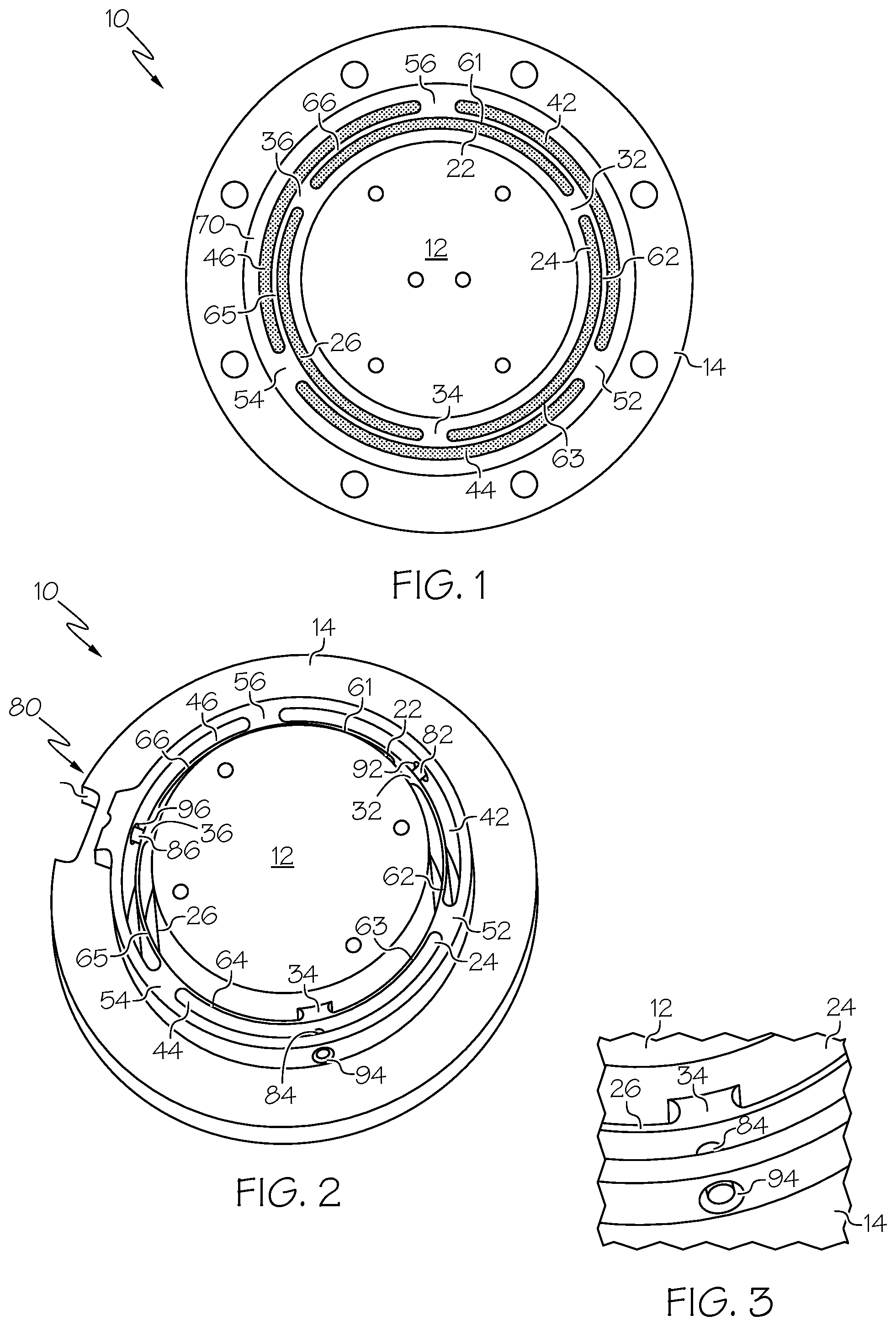 Patent US12297885 Figure 1 – Shock isolator with flexures and stop mechanism