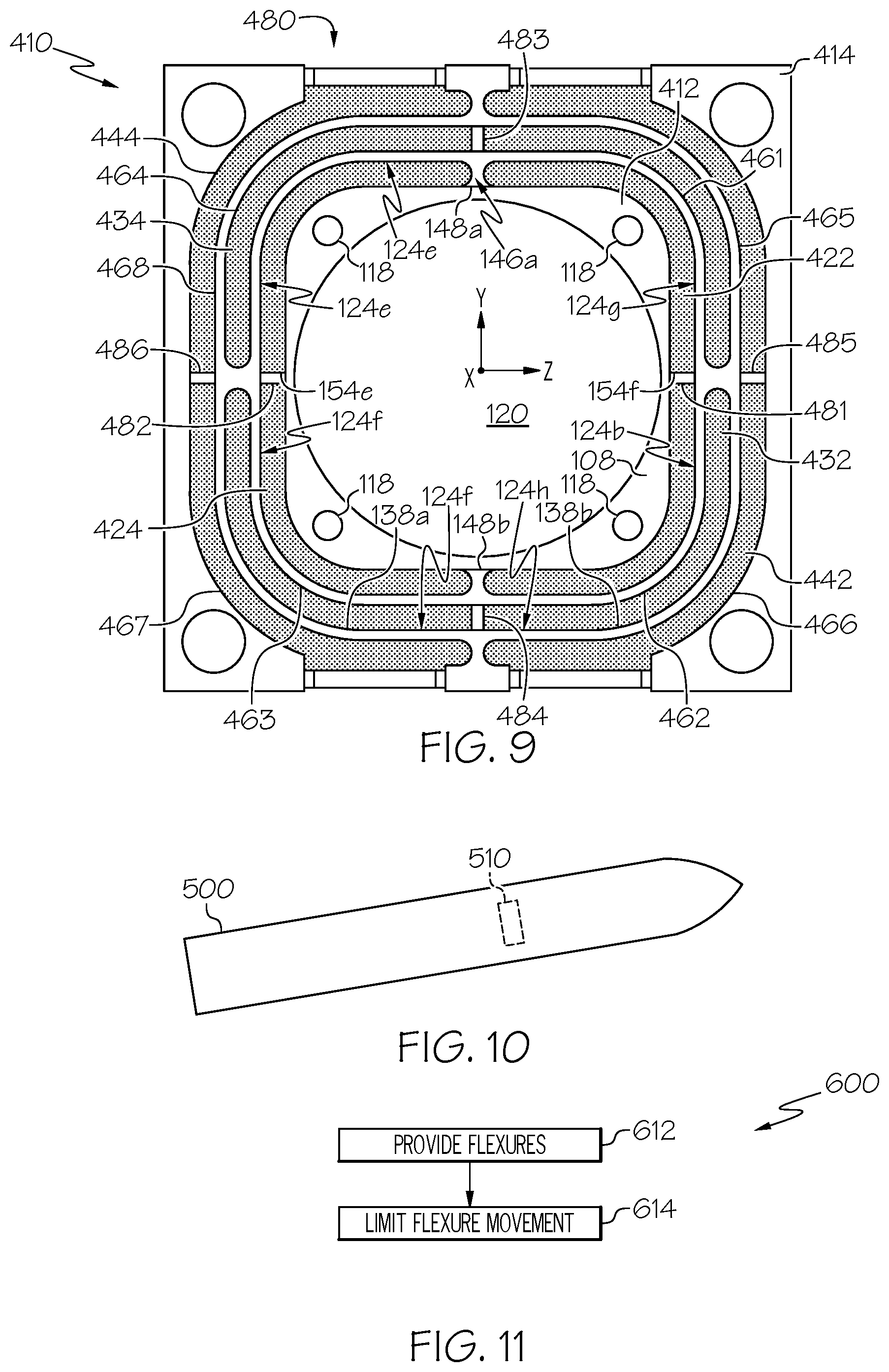 Patent US12297885 Figure 5 – Shock isolator with flexures and stop mechanism