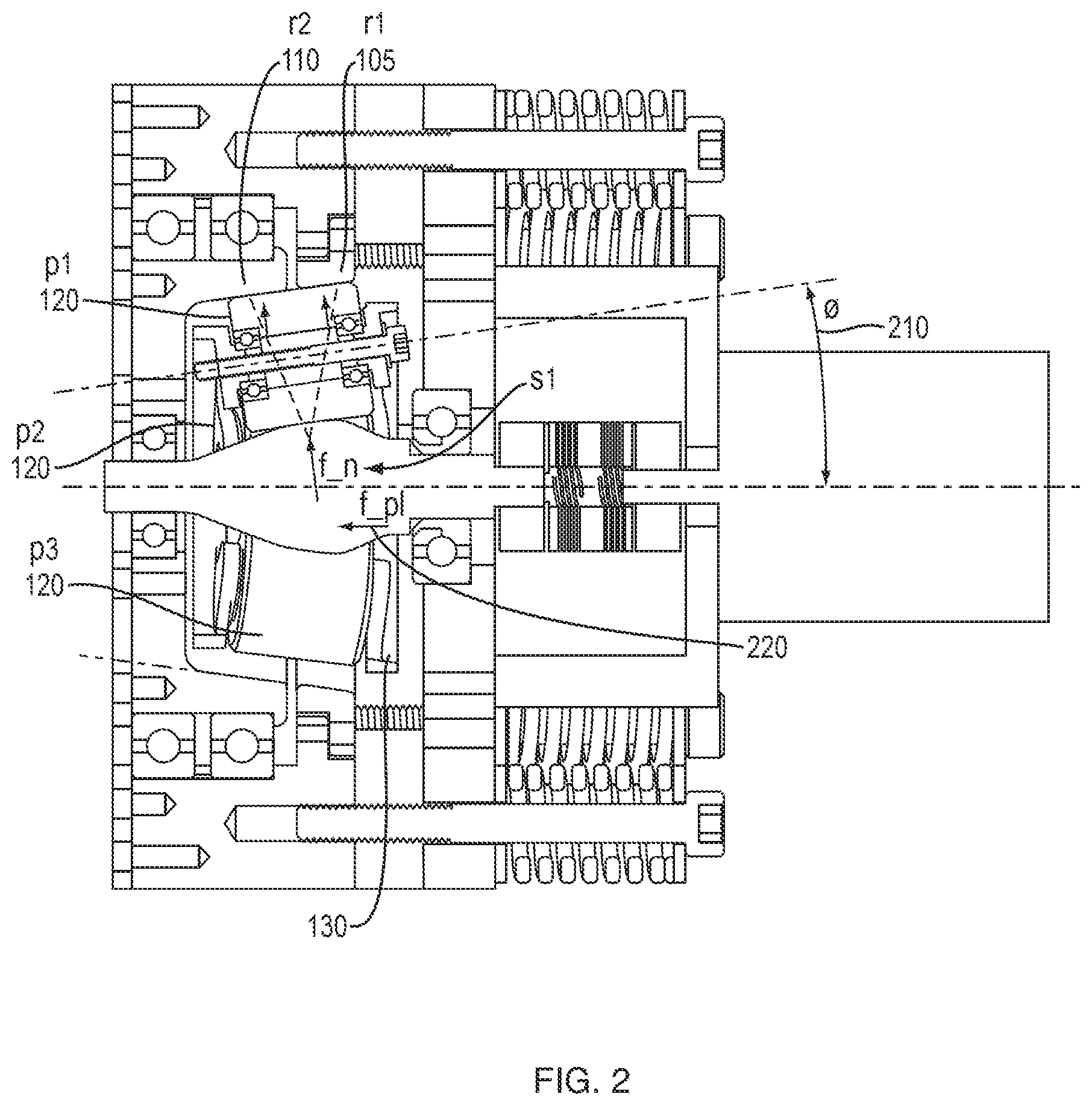 Patent US12297892 Figure 2 – Tapered differential planetary drive