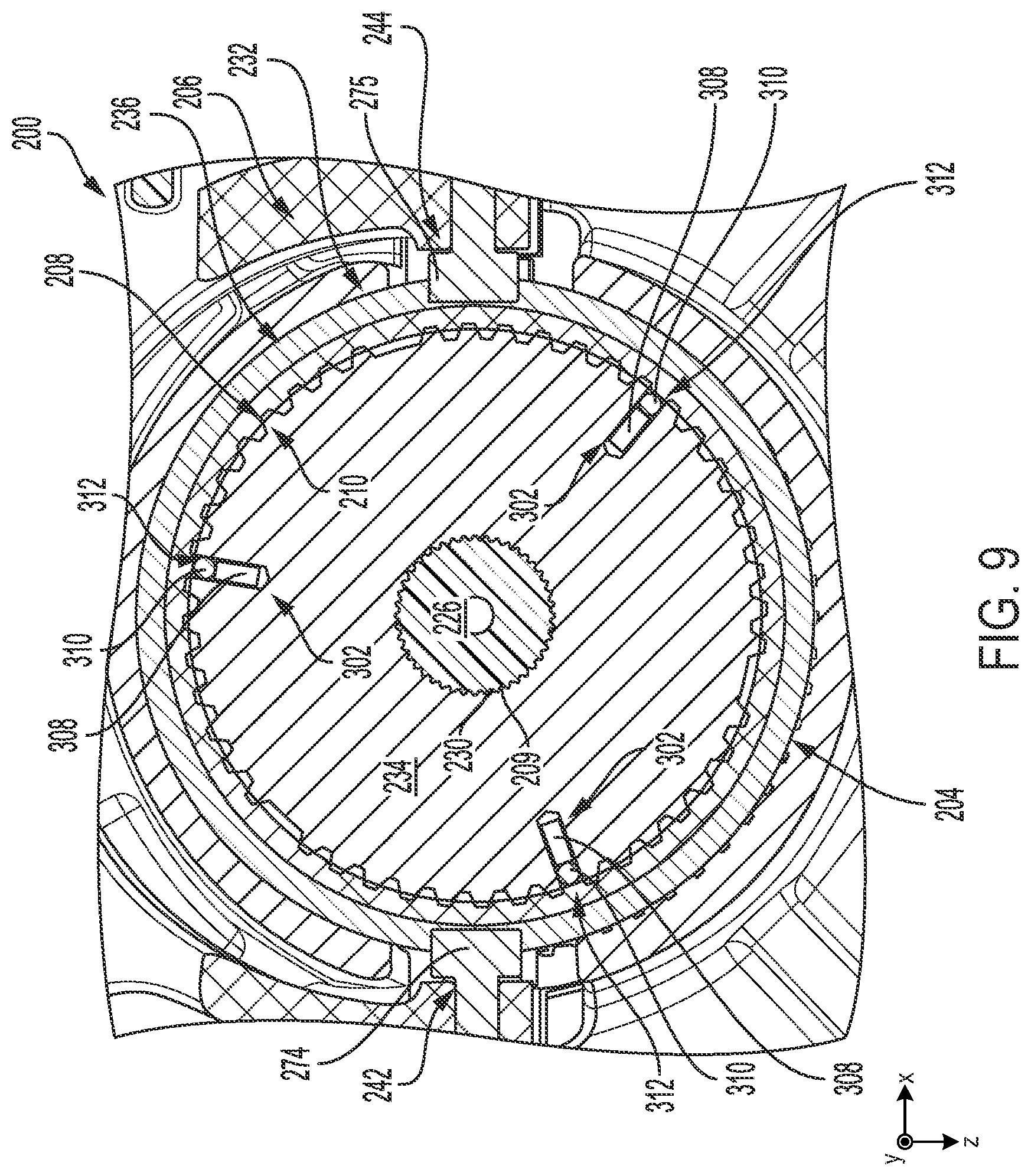 Patent US12297906 Figure 7 – Adjustable shift fork system for efficient assembly and disassembly of a clutch assembly