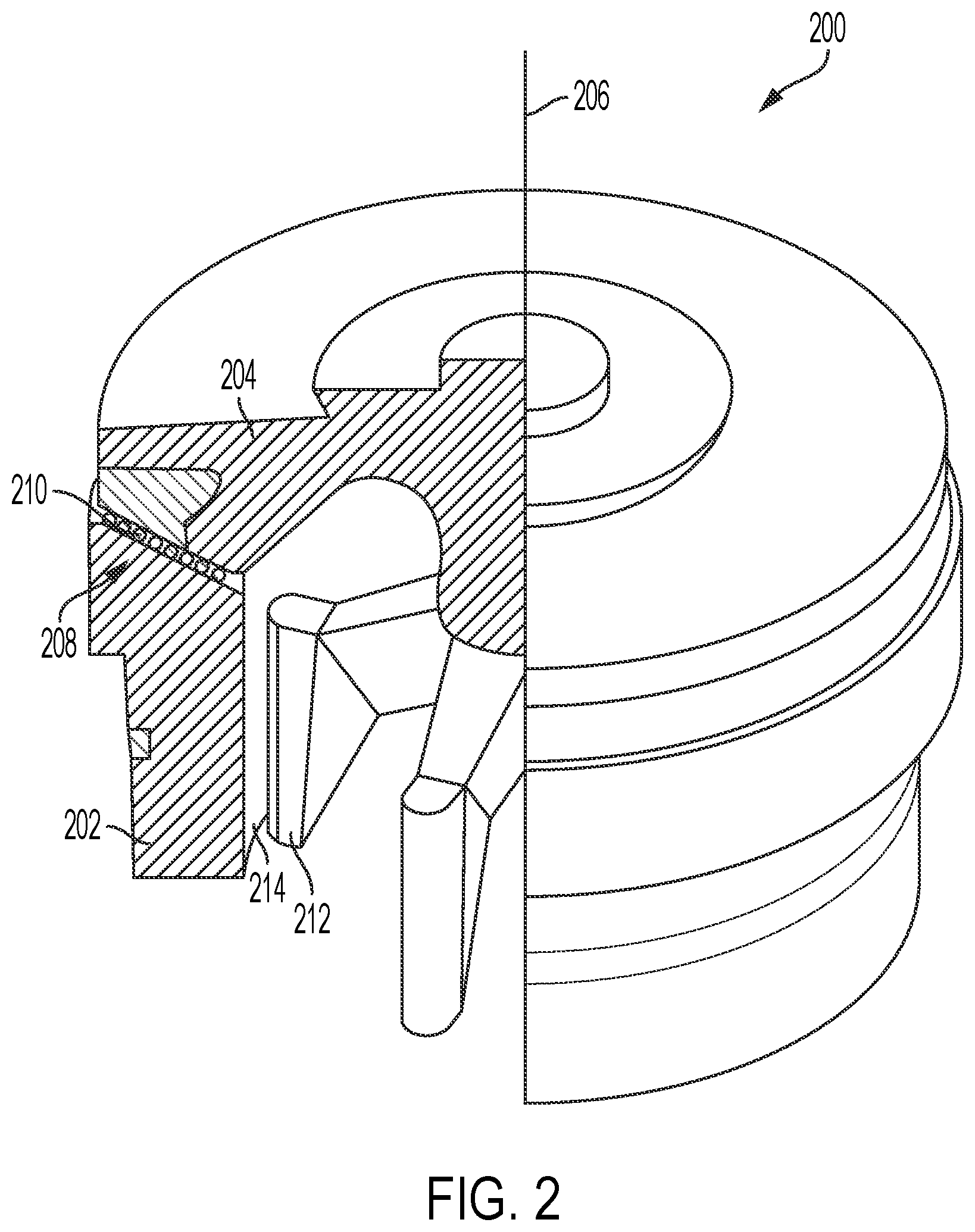 Patent US12297922 Figure 3 – Valve seat with embedded structure and related methods