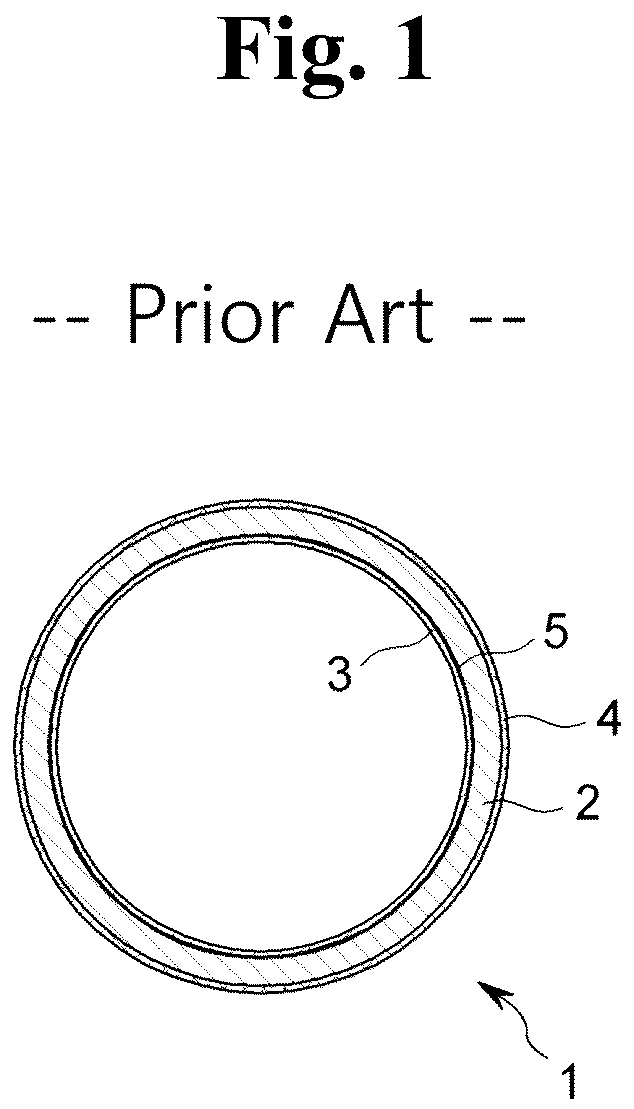 Patent US12297939 Figure 1 – Composite pipe formed by combining a main portion and a short pipe portion, and connection structure of the same