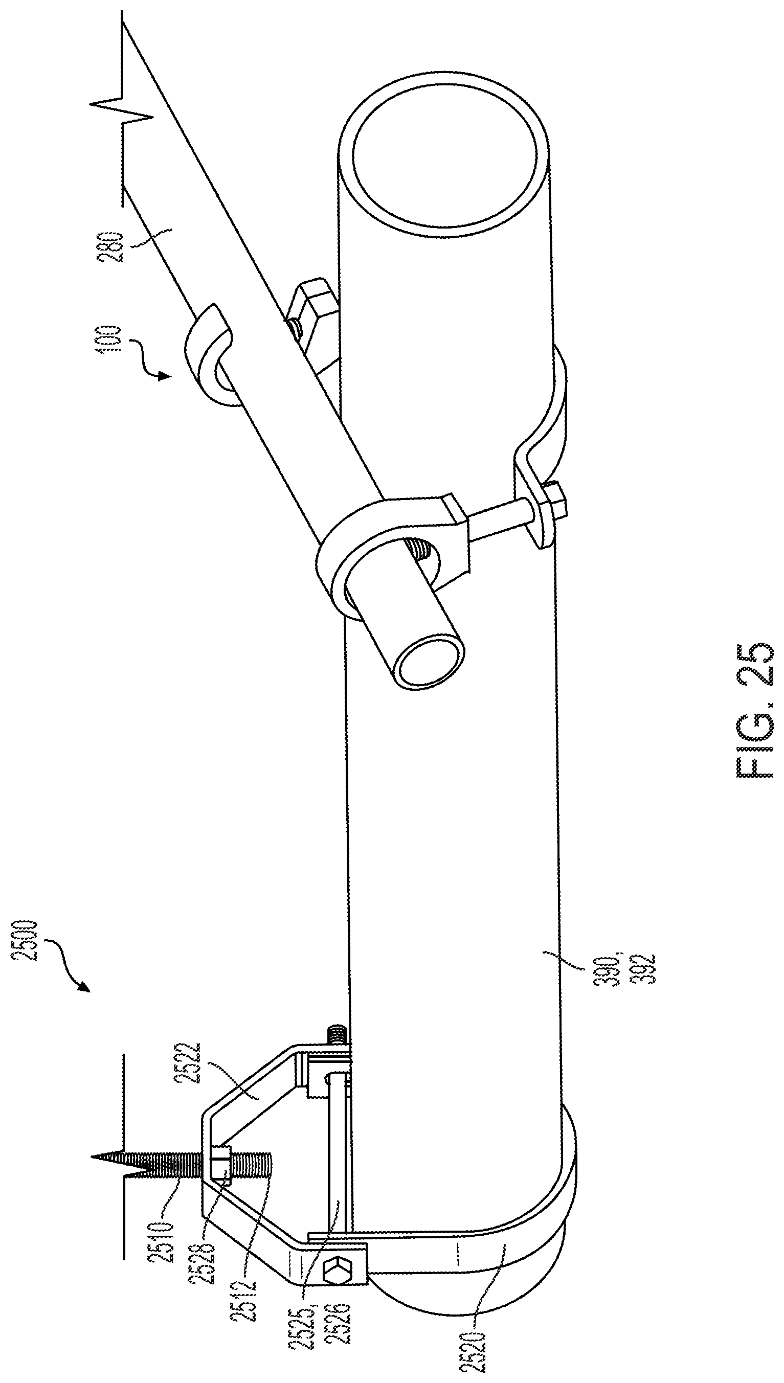 Patent US12297942 Figure 16 – Brace pipe attachment mechanism