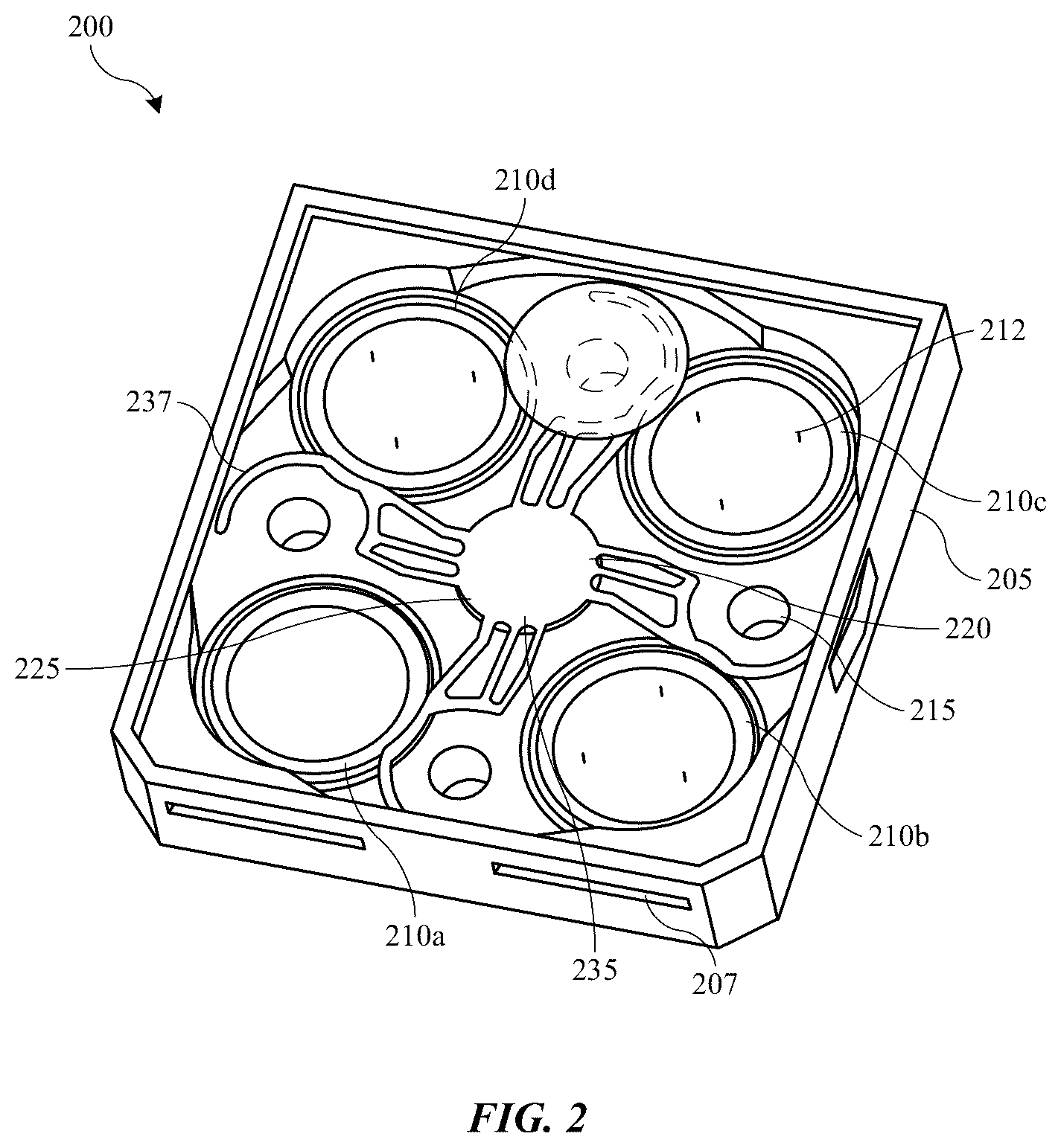 Patent US12297946 Figure 2 – Modular multi-directional gas mixing block