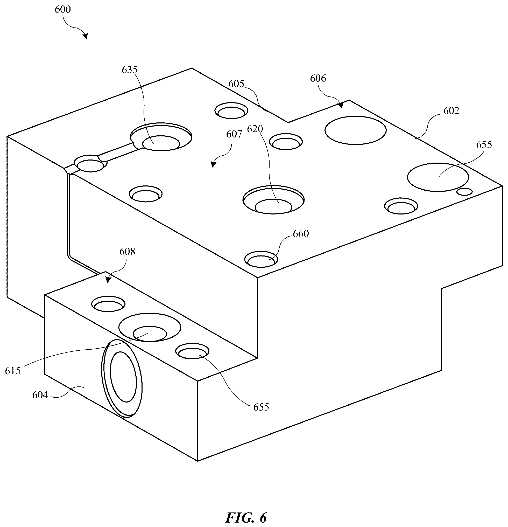Patent US12297946 Figure 5 – Modular multi-directional gas mixing block