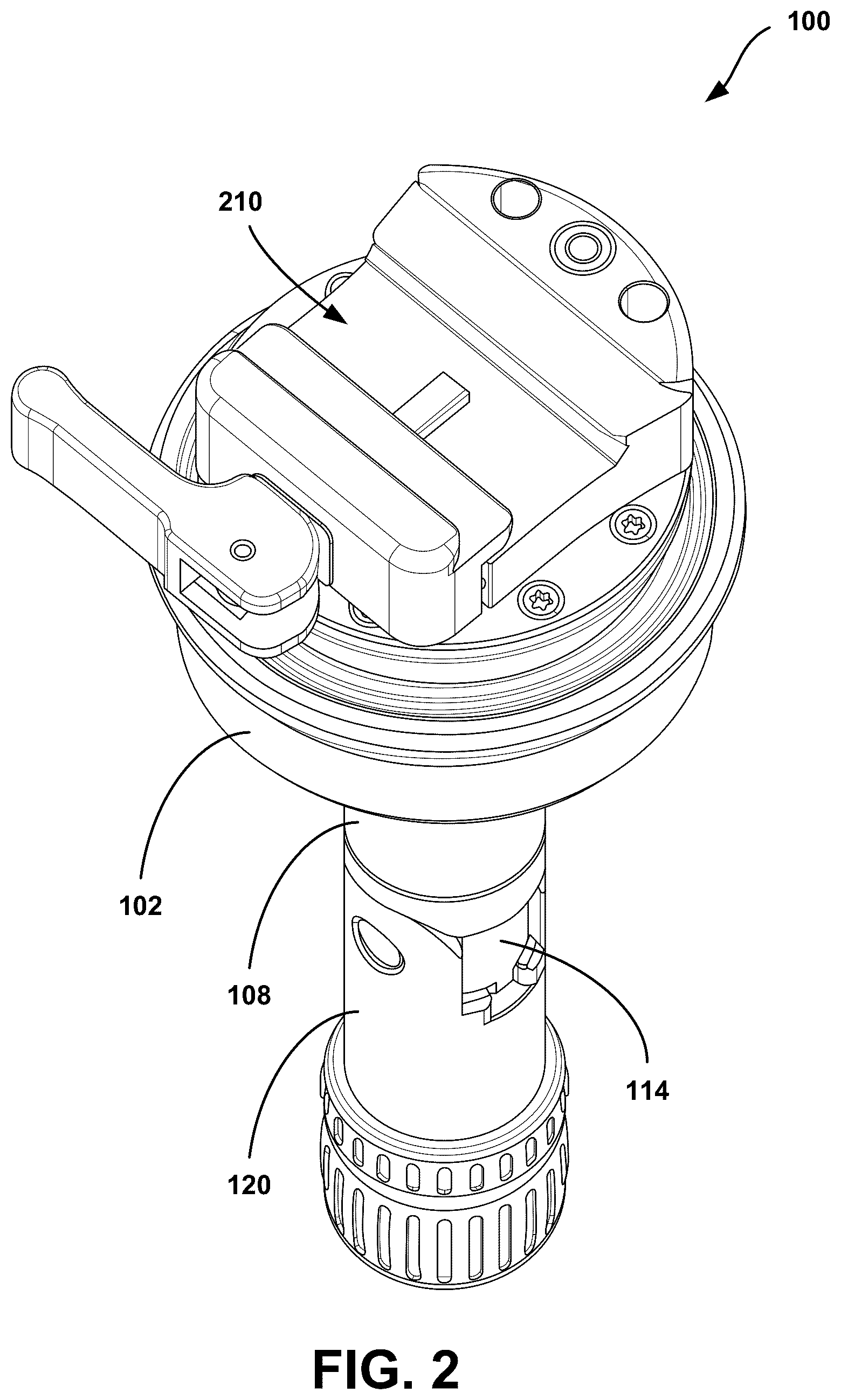Patent US12297953 Figure 2 – Adjustable clamping device and leveling base with multidirectional adjustment
