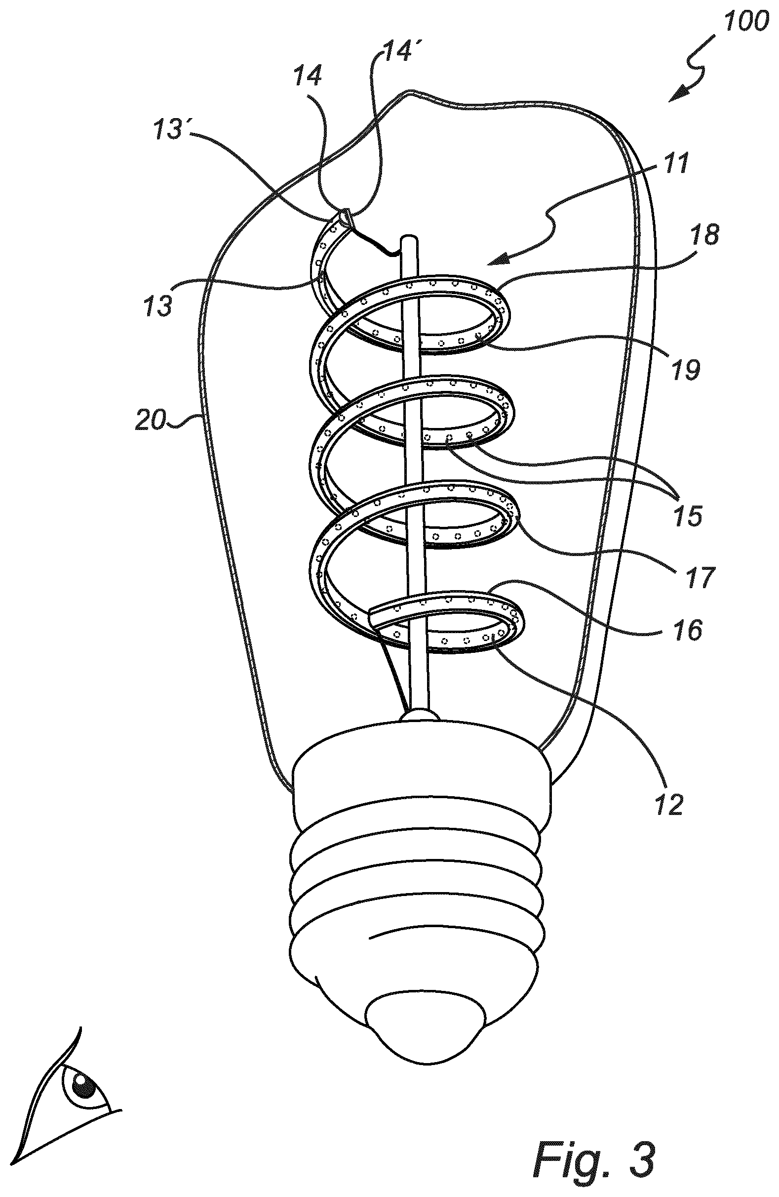 Patent US12297968 Figure 3 – LED filament for emitting directional light