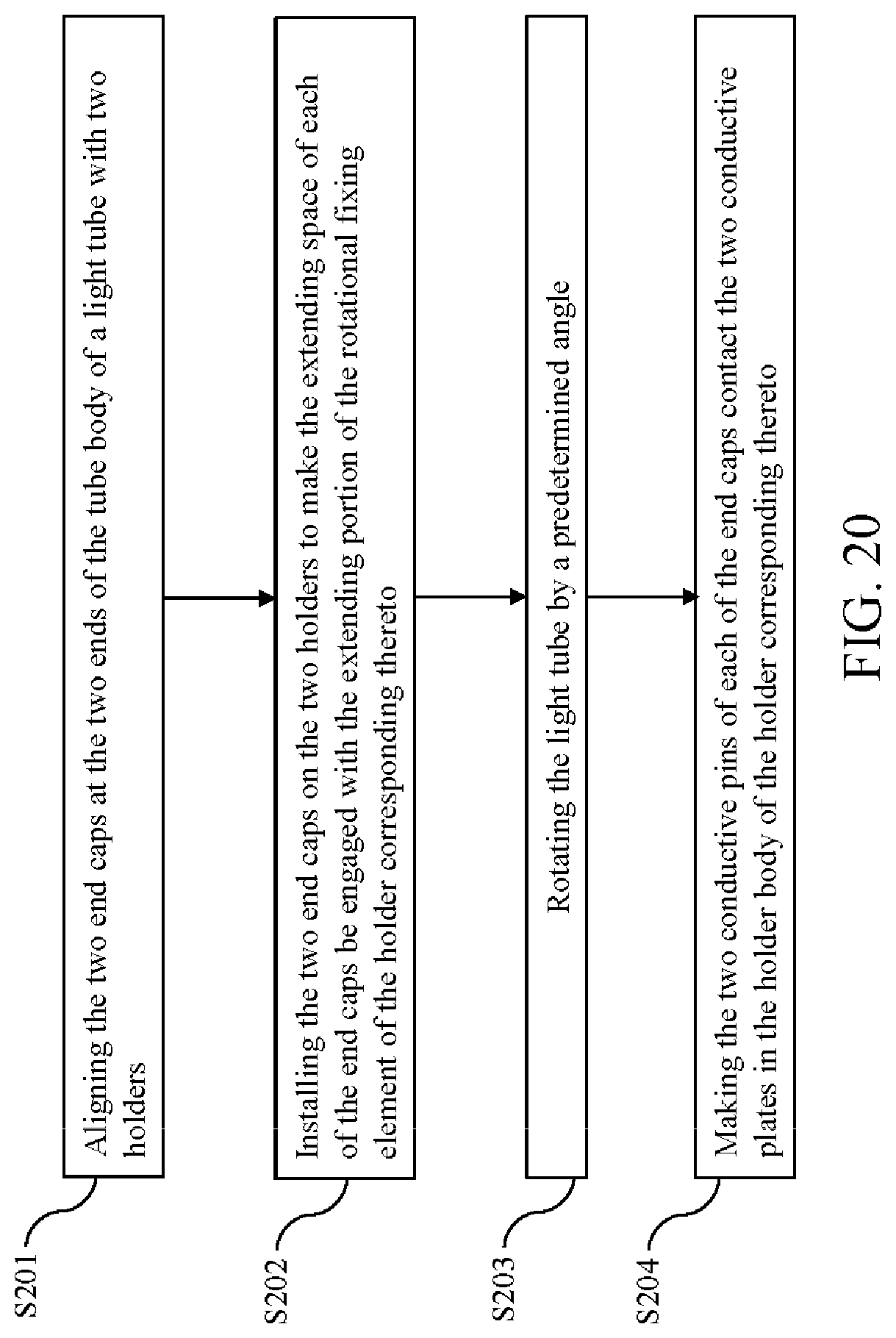 Patent US12297983 Figure 20 – Holder, light tube, lighting device having a mistake-proof structure, installation method and modifying method thereof