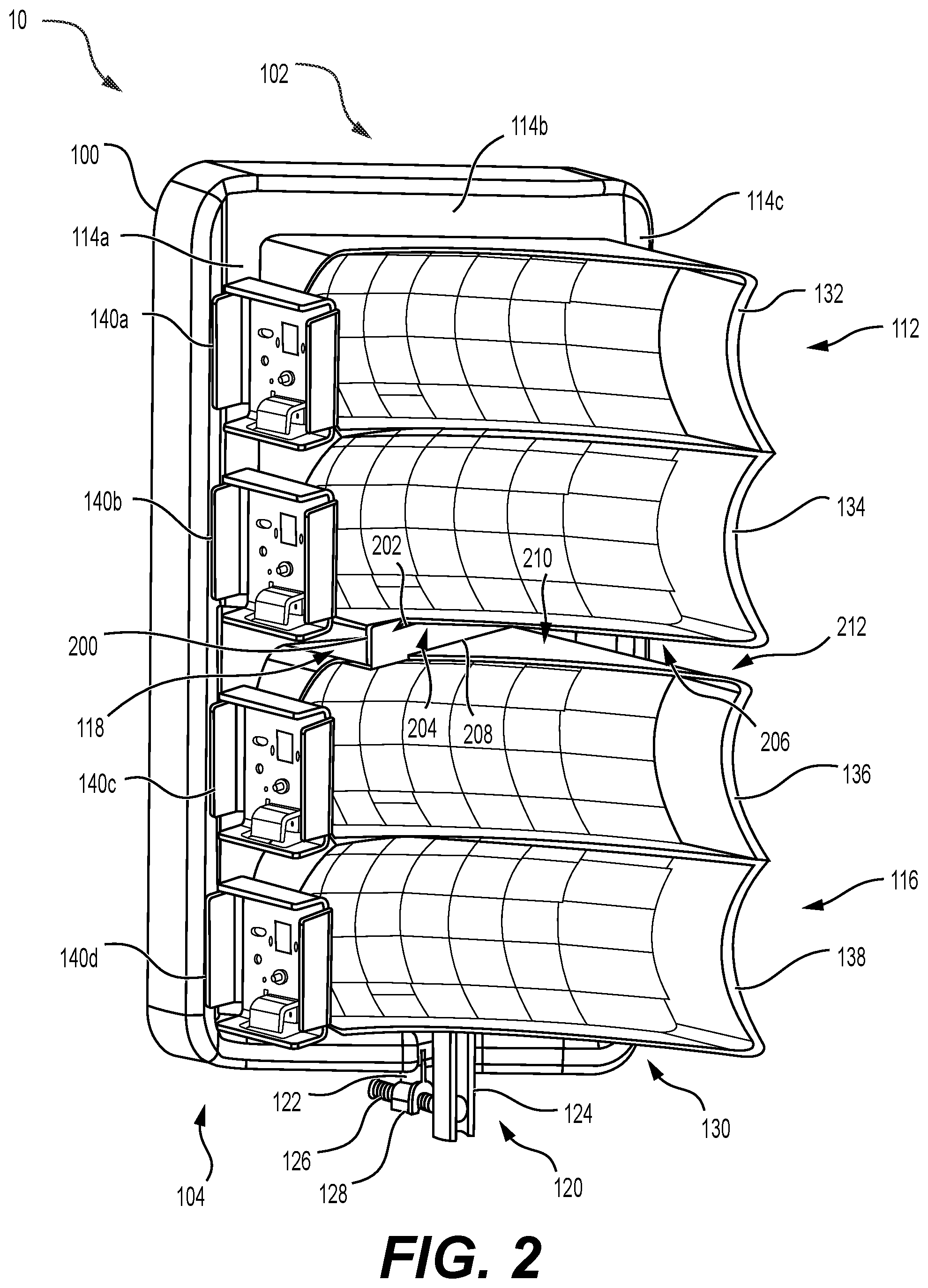 Patent US12297984 Figure 2 – Lighting apparatus with adjustability between two lighting structures and method of use