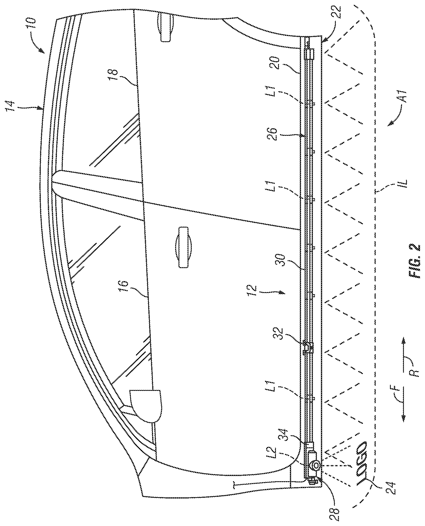Patent US12297988 Figure 2 – Vehicle light assembly with light bar and rotatable projector