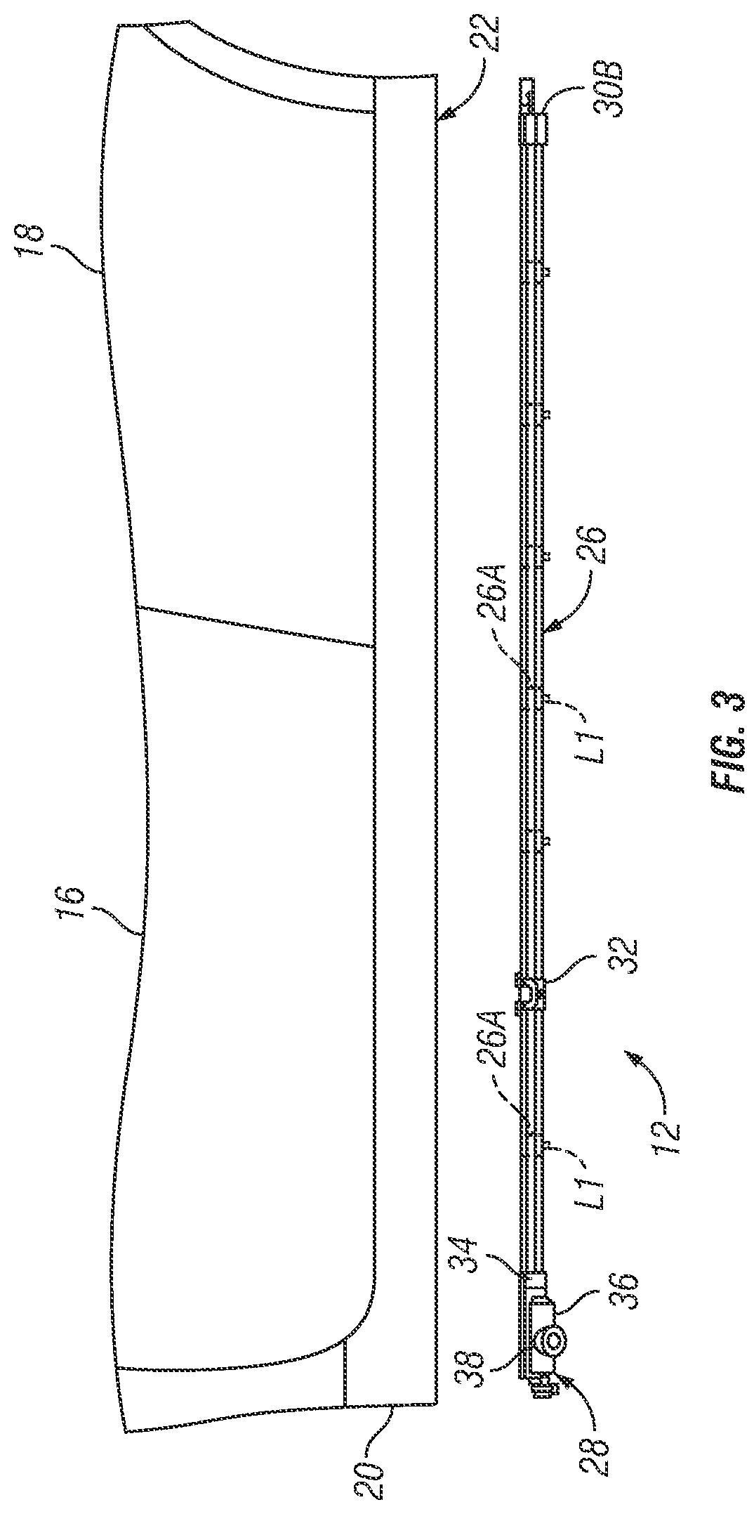 Patent US12297988 Figure 3 – Vehicle light assembly with light bar and rotatable projector
