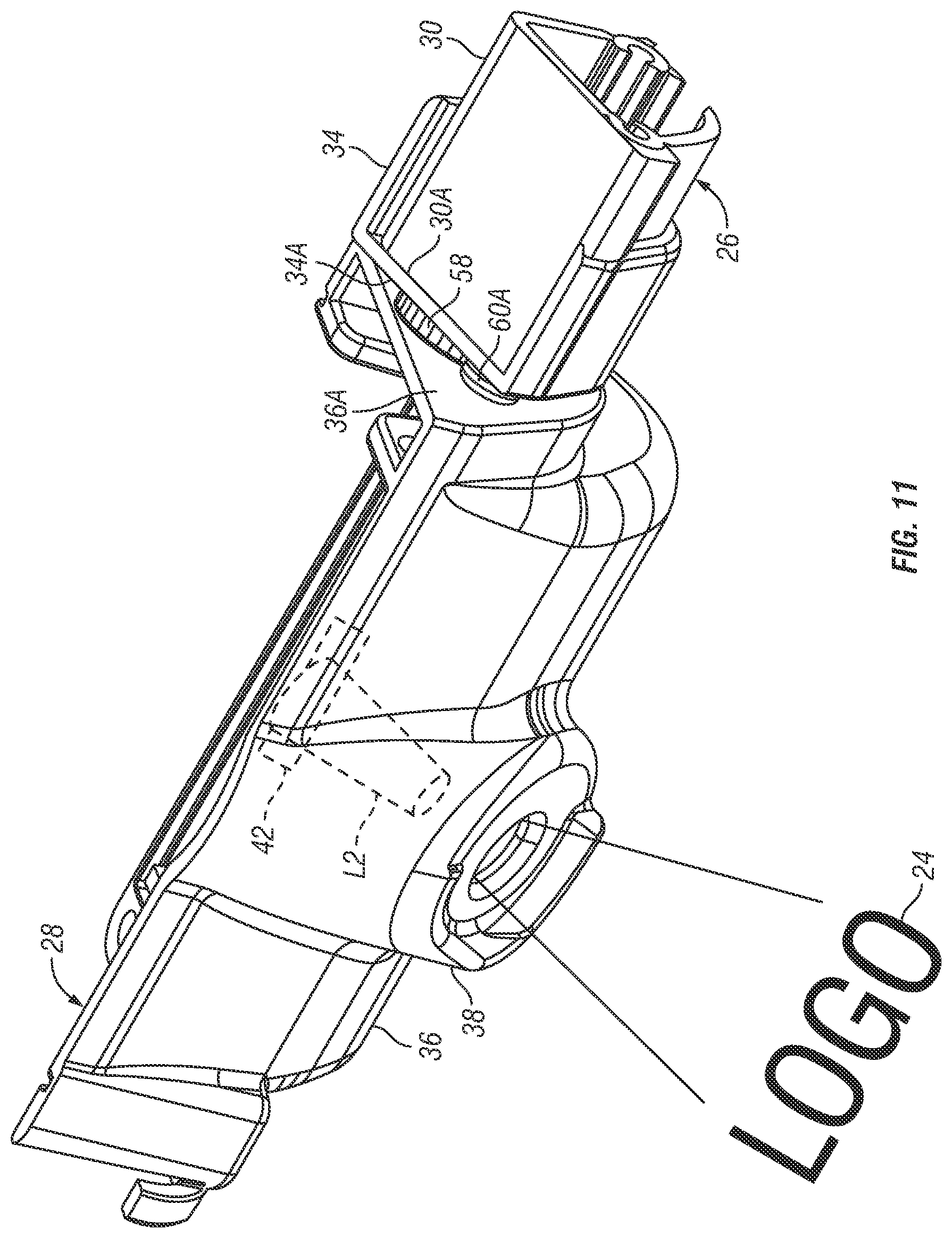 Patent US12297988 Figure 11 – Vehicle light assembly with light bar and rotatable projector