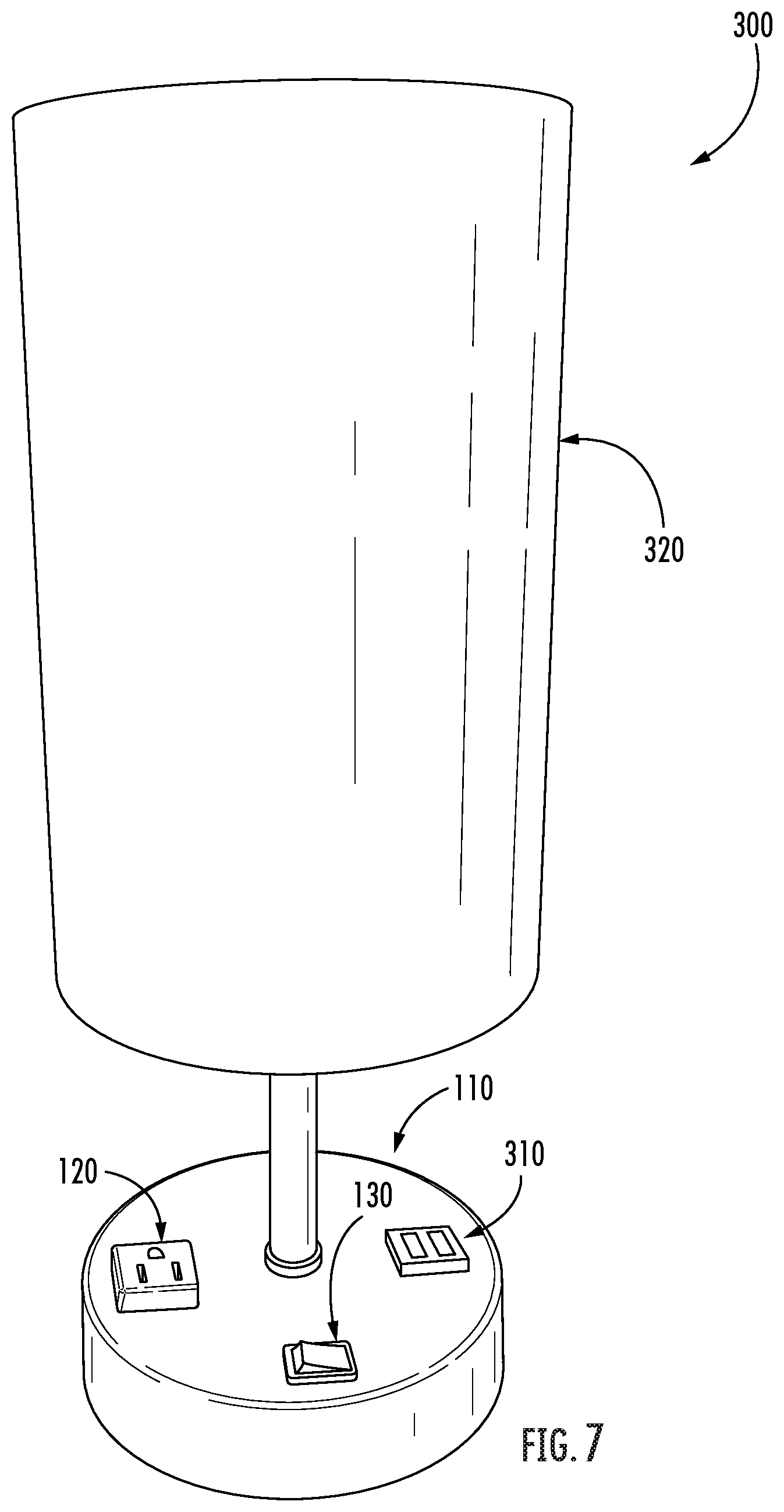 Patent US12297989 Figure 7 – Lighting fixture for hospitality applications
