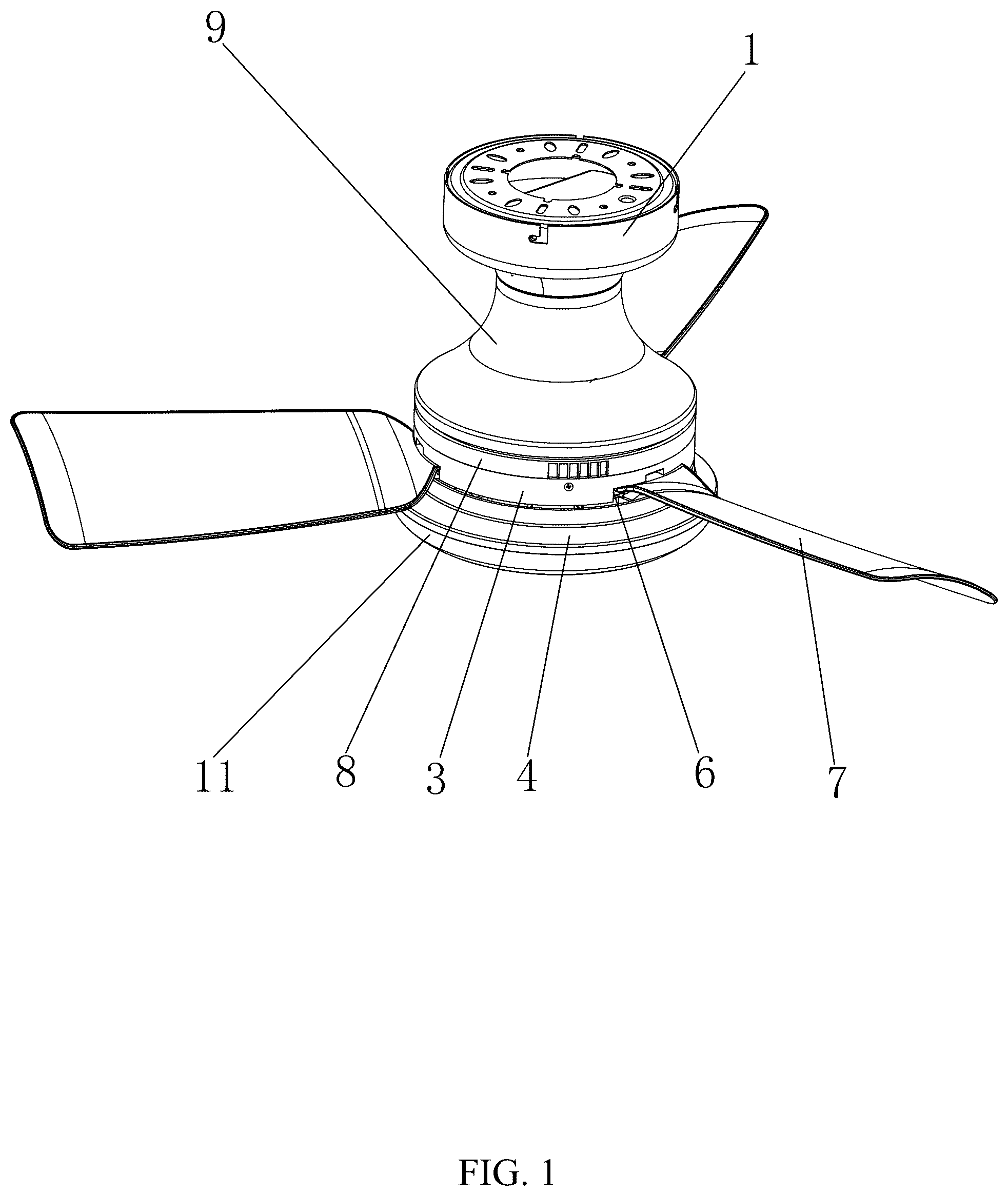 Patent US12297997 Figure 1 – Fan lamp