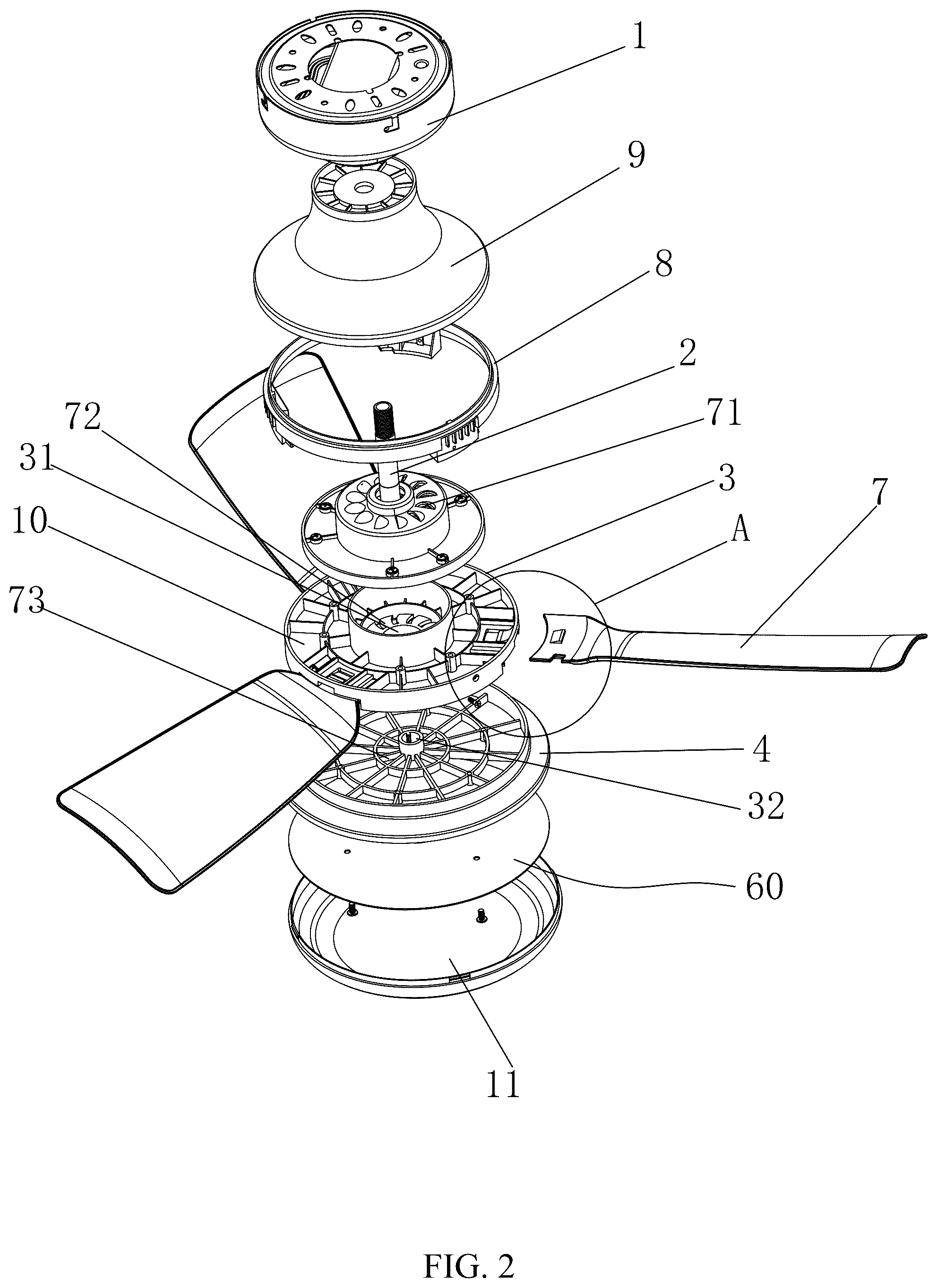 Patent US12297997 Figure 2 – Fan lamp
