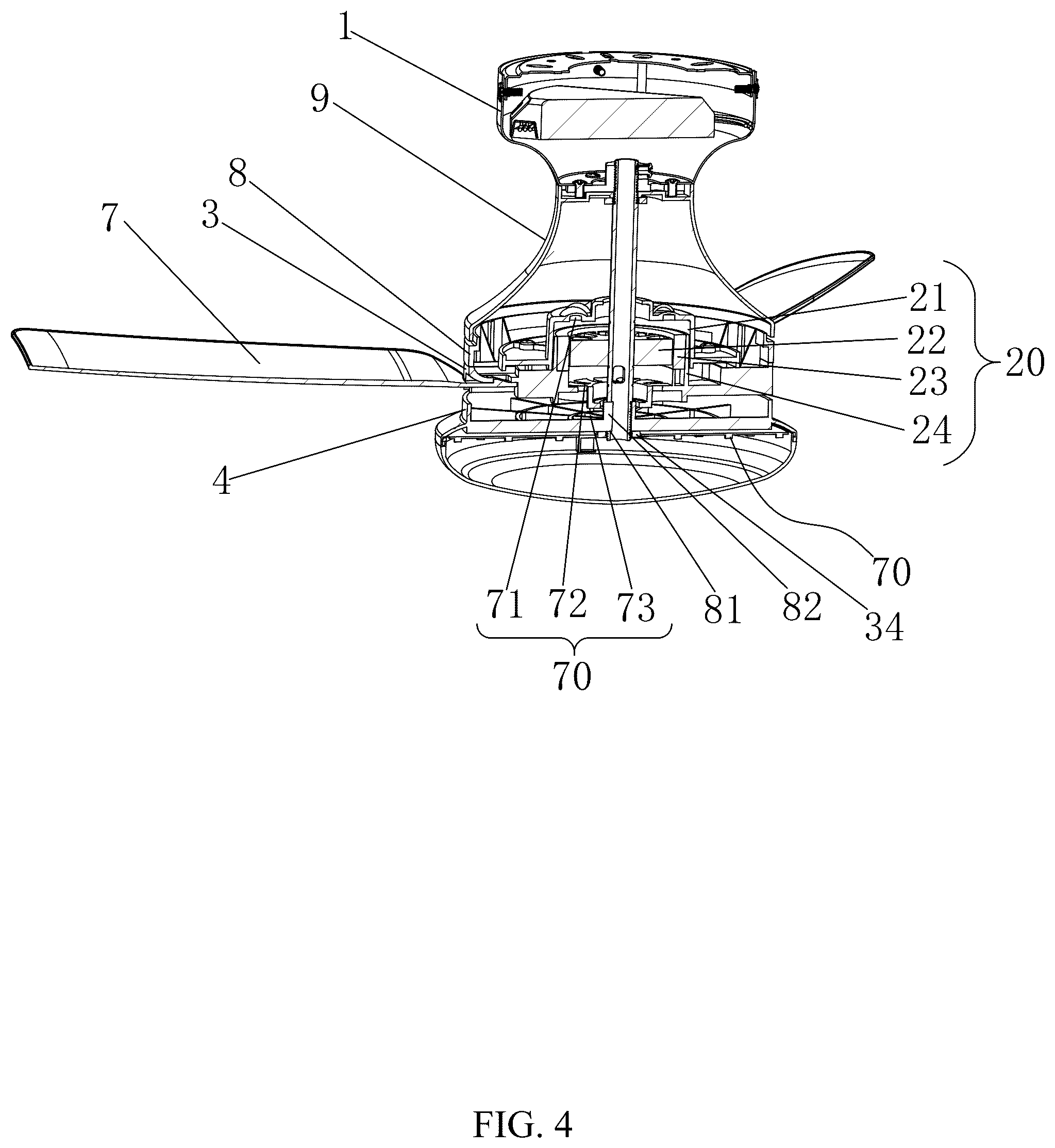 Patent US12297997 Figure 4 – Fan lamp
