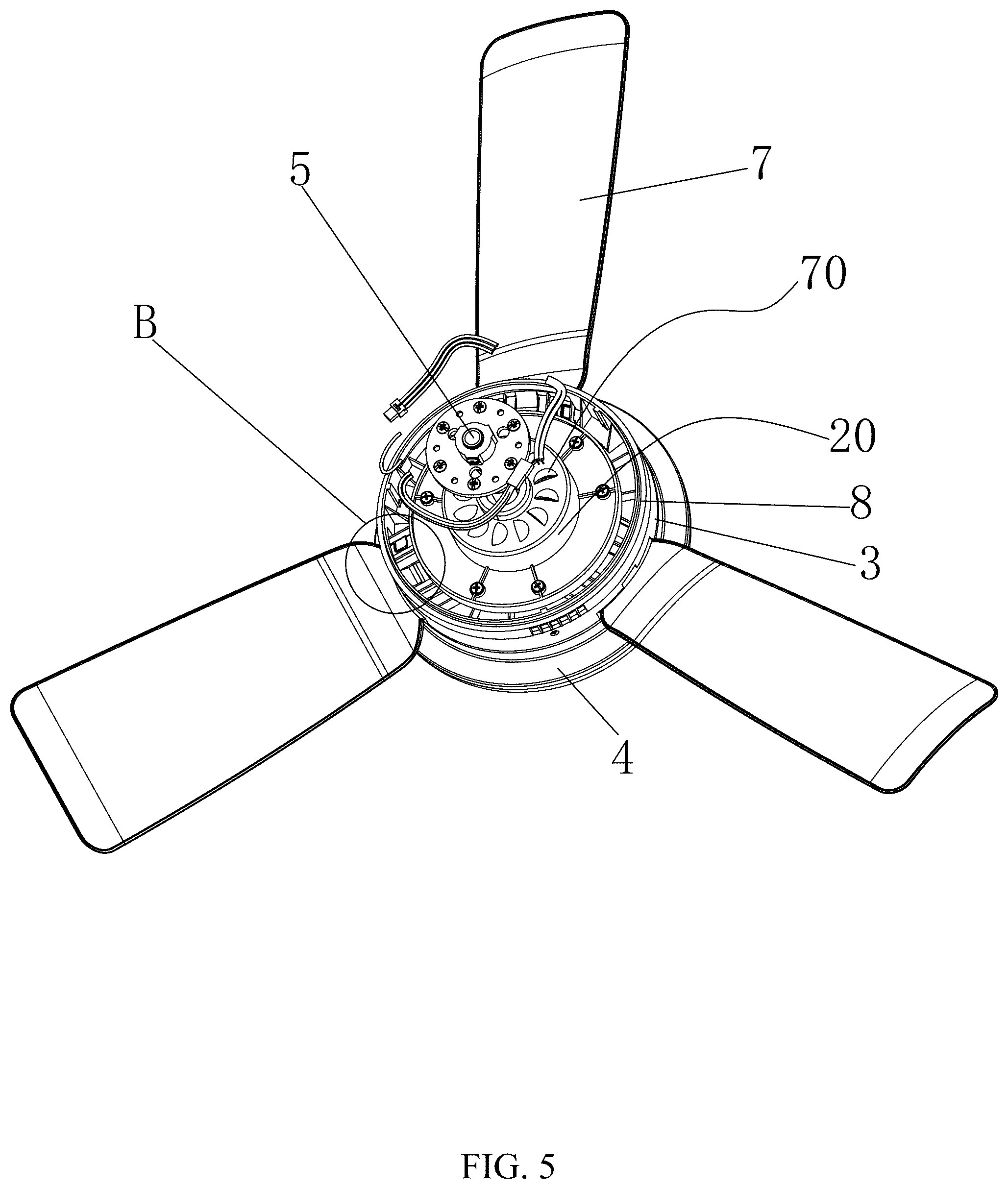Patent US12297997 Figure 5 – Fan lamp
