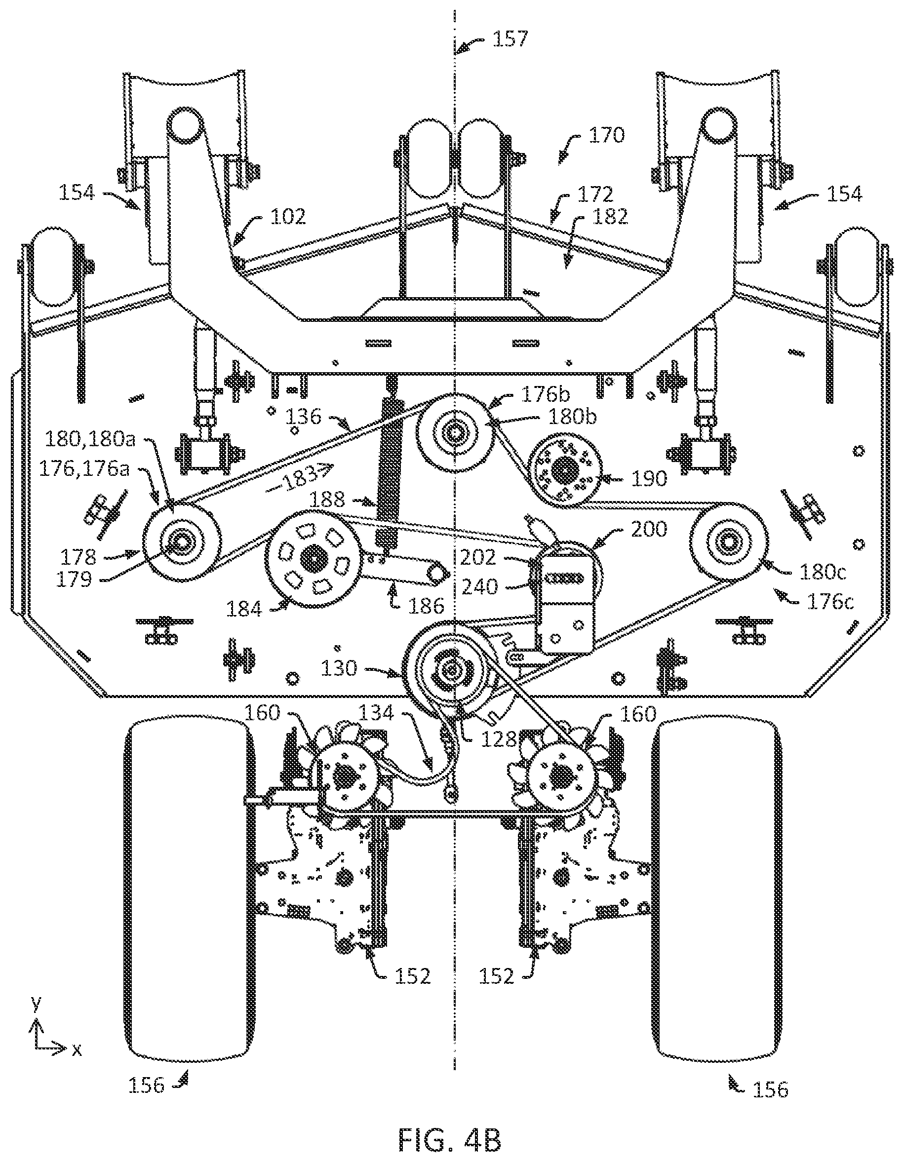 Patent US12302784 Figure 5 – Stand-on mower intermediate pulley system