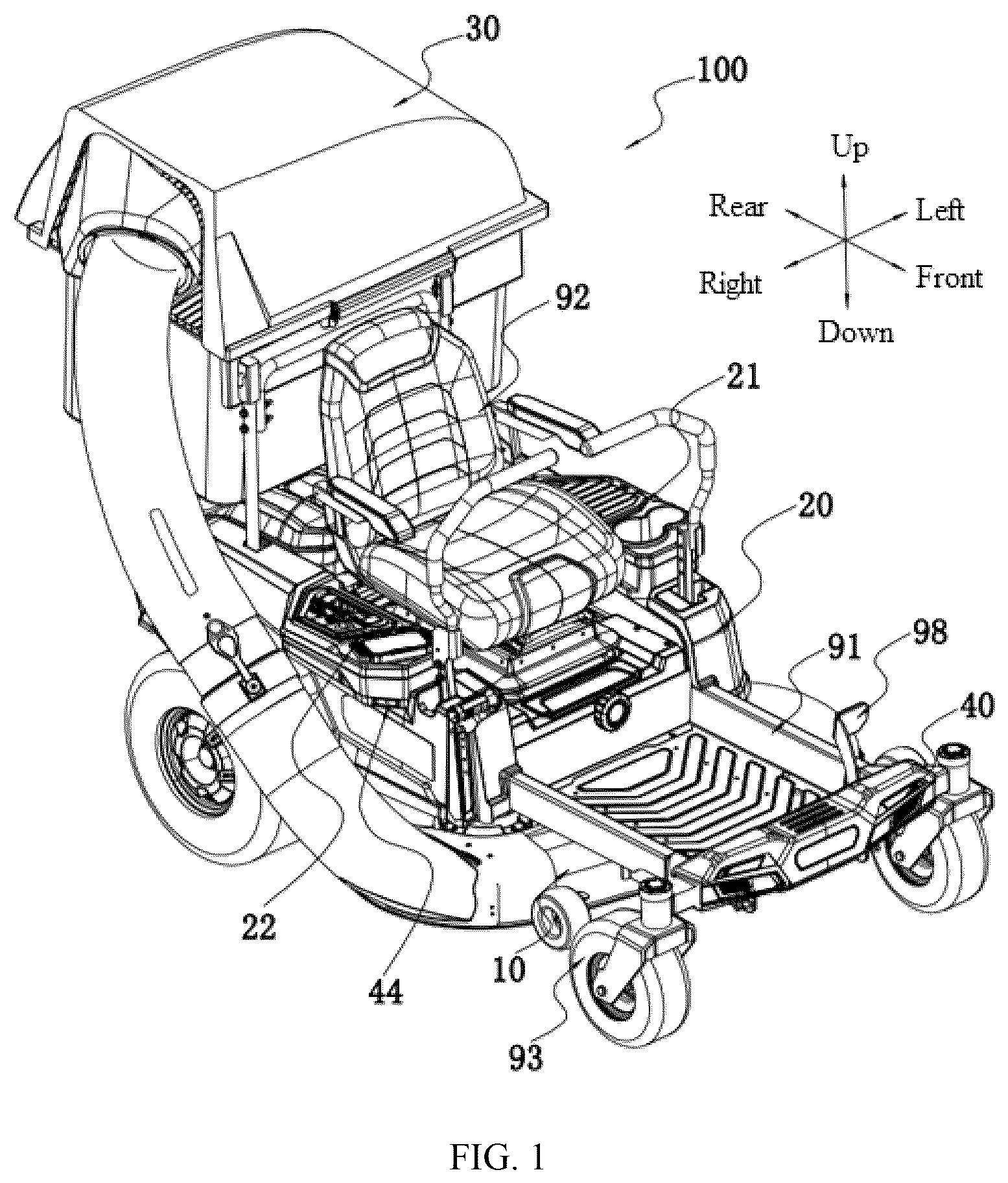 Patent US12302785 — Riding lawn mower with a USB interface — Figure 1