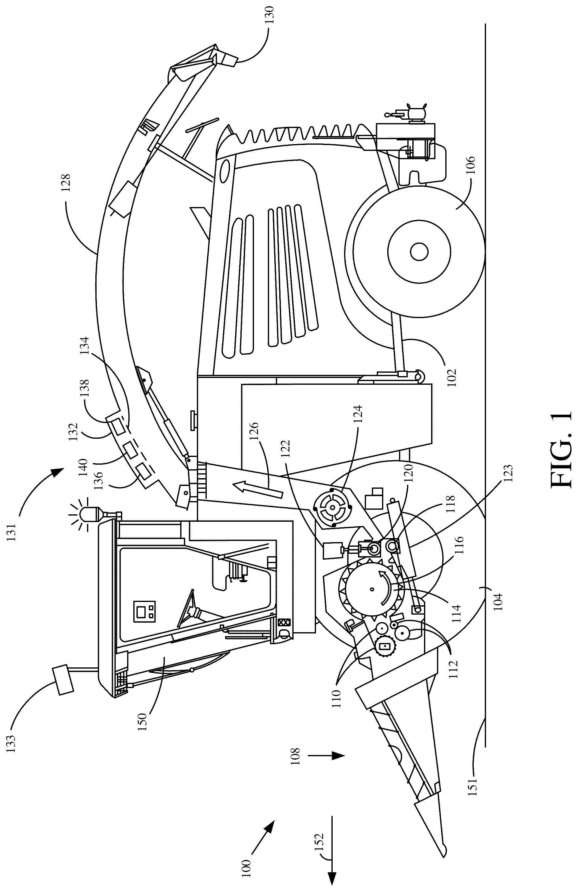 Patent US12302791 — Crop constituents, predictive mapping, and agricultural harvester control — Figure 1