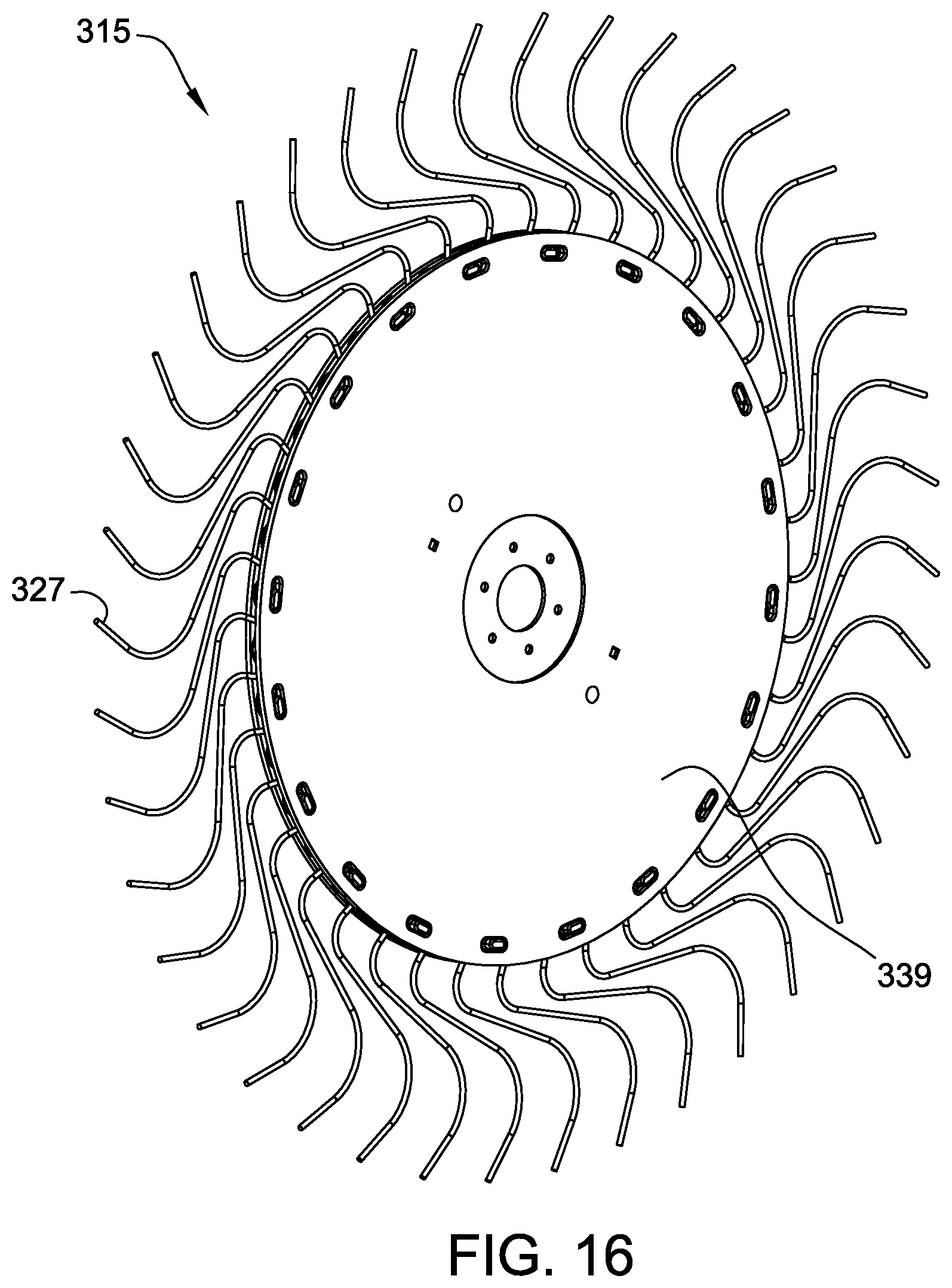 Patent US12302794 Figure 16 – Rake wheels for gathering crop material