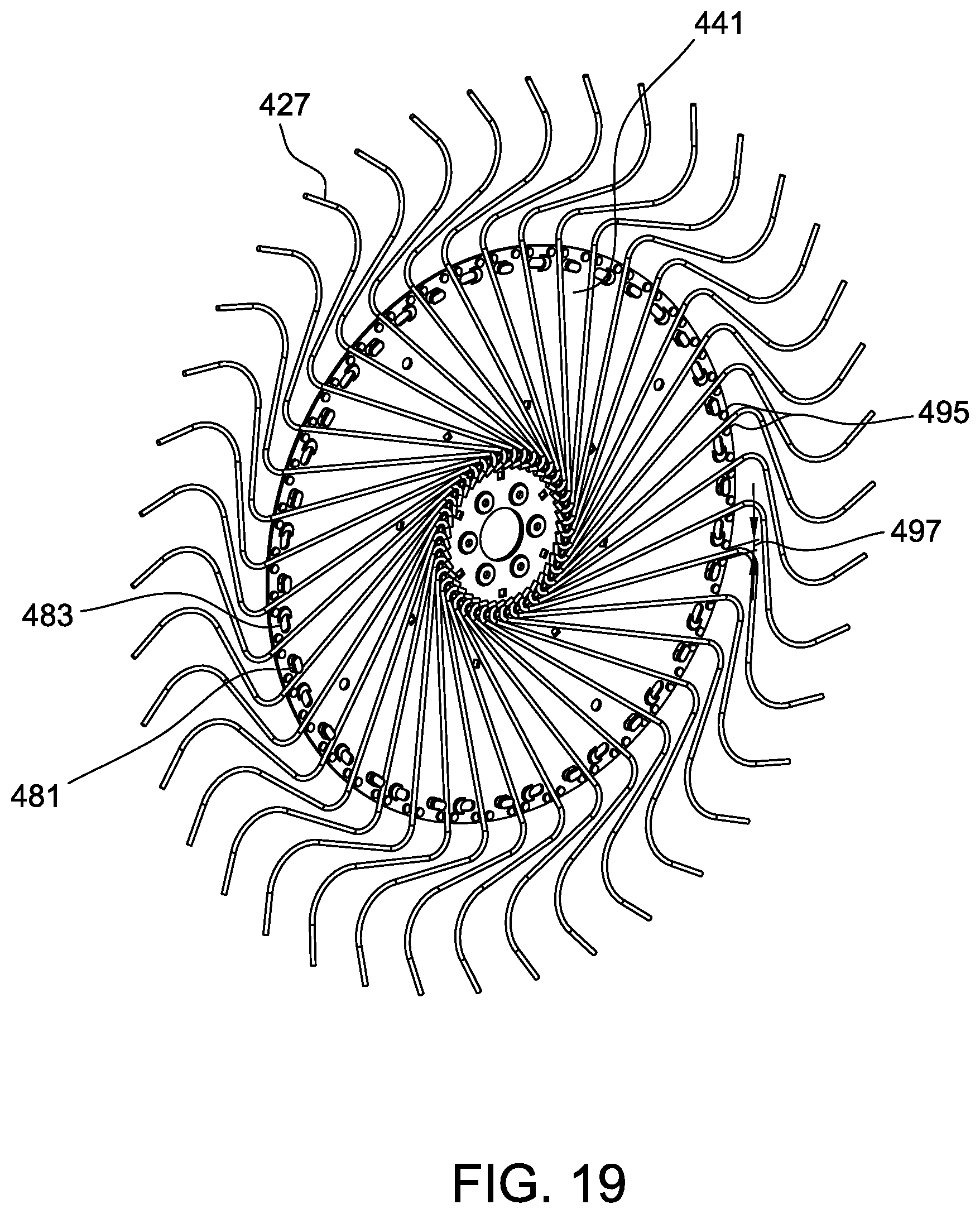 Patent US12302794 Figure 19 – Rake wheels for gathering crop material